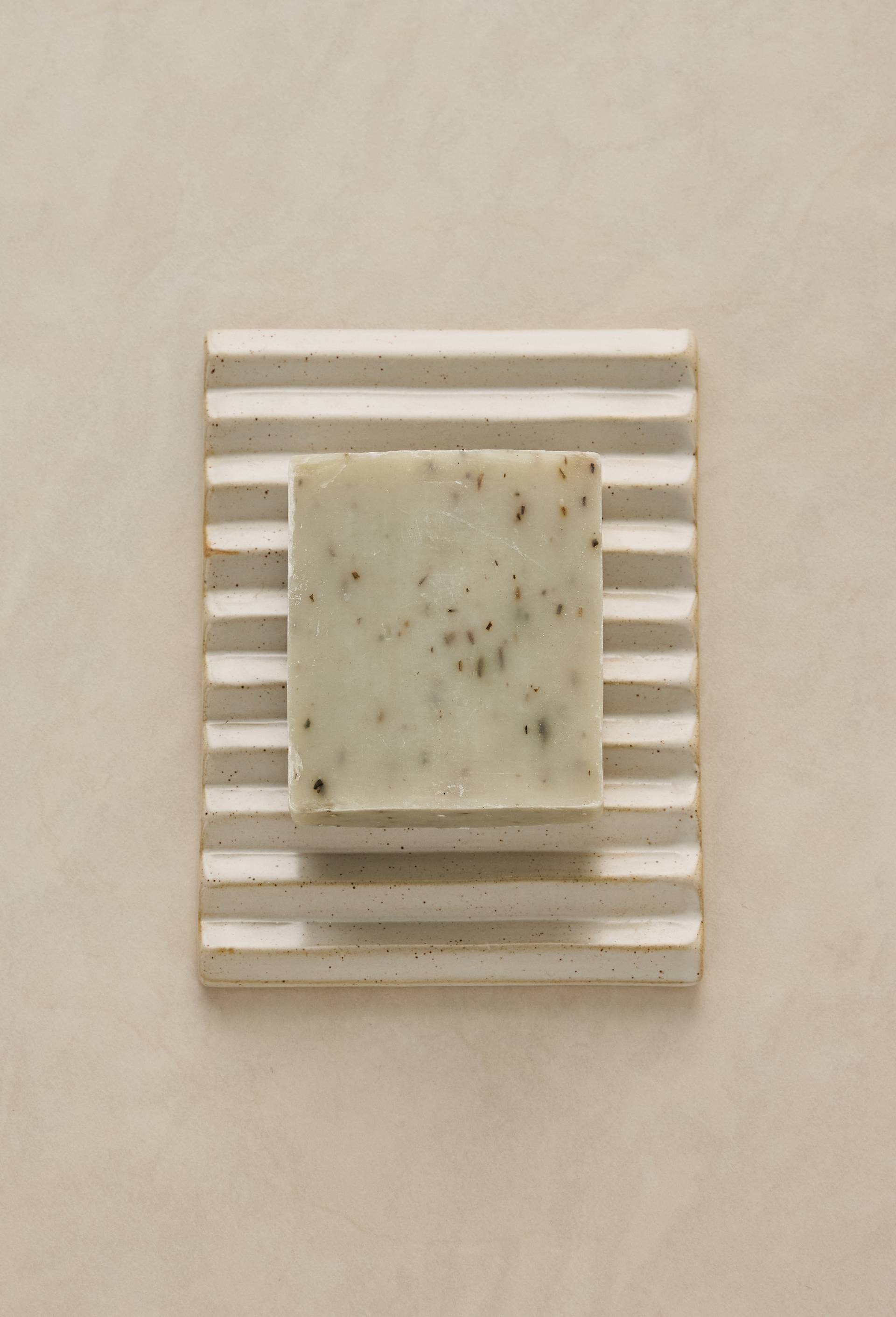 Porte savon, 13,5x10,1cm, en c&eacute;ramique, Brun clair, large image number 0.0