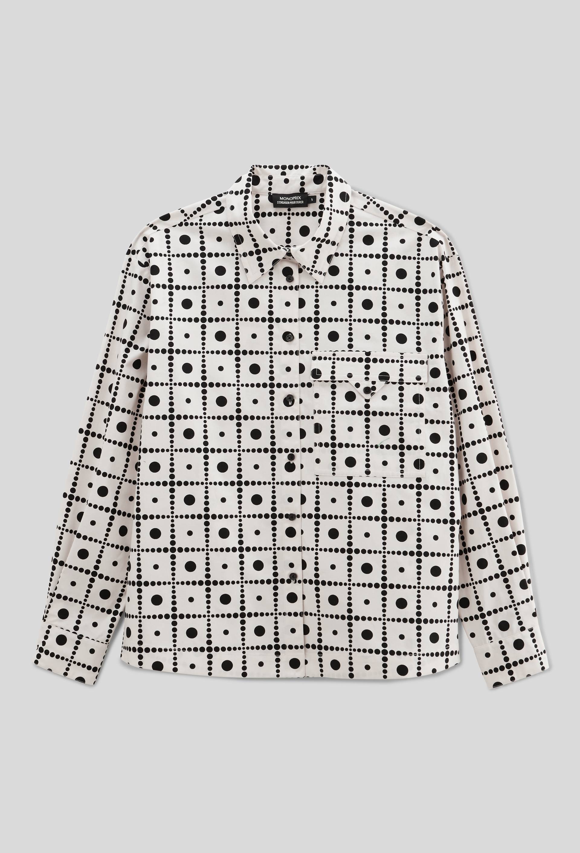 Chemise manches longues imprim&eacute;e en coton, Beige clair, large image number 2