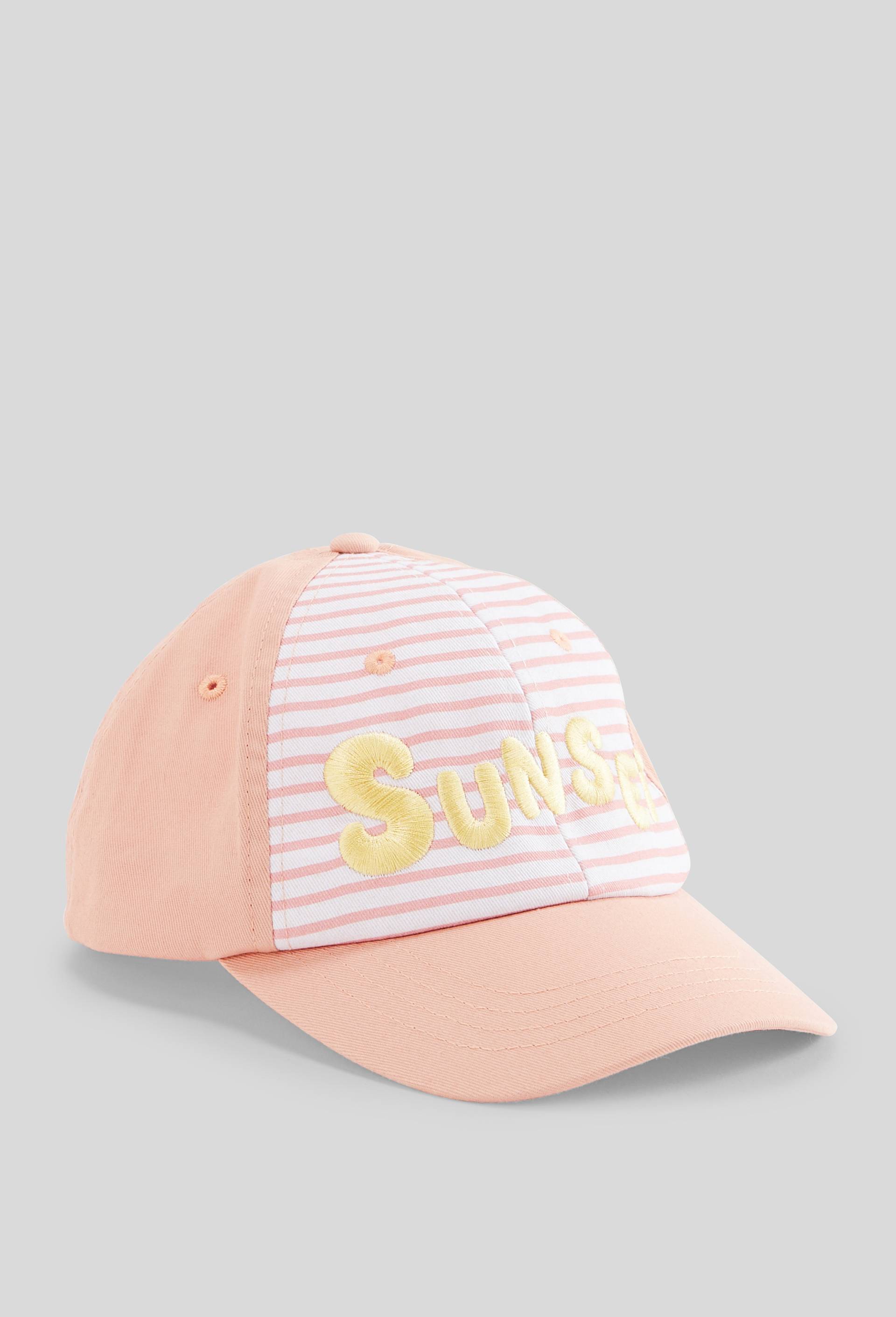 Casquette ray&eacute;e en coton &agrave; broderie, Rose, large image number 0.0