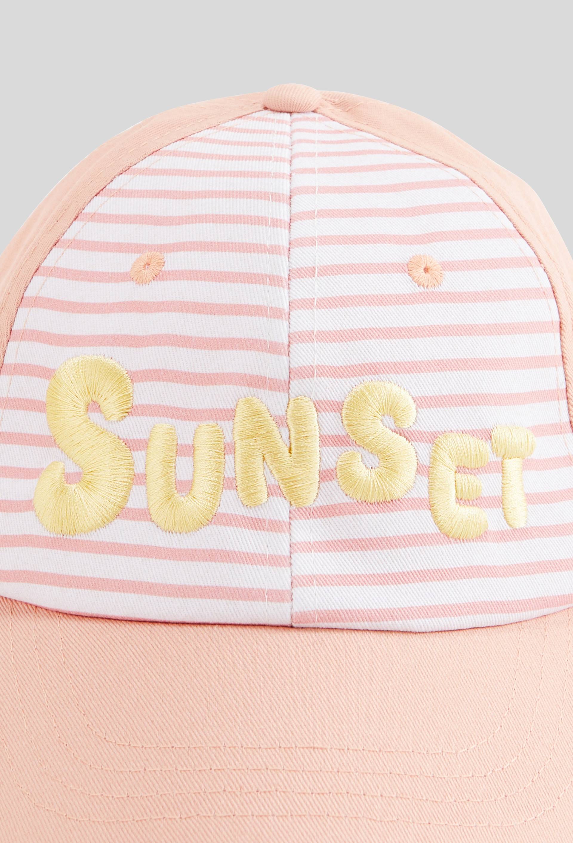 Casquette ray&eacute;e en coton &agrave; broderie, Rose, large image number 2.0