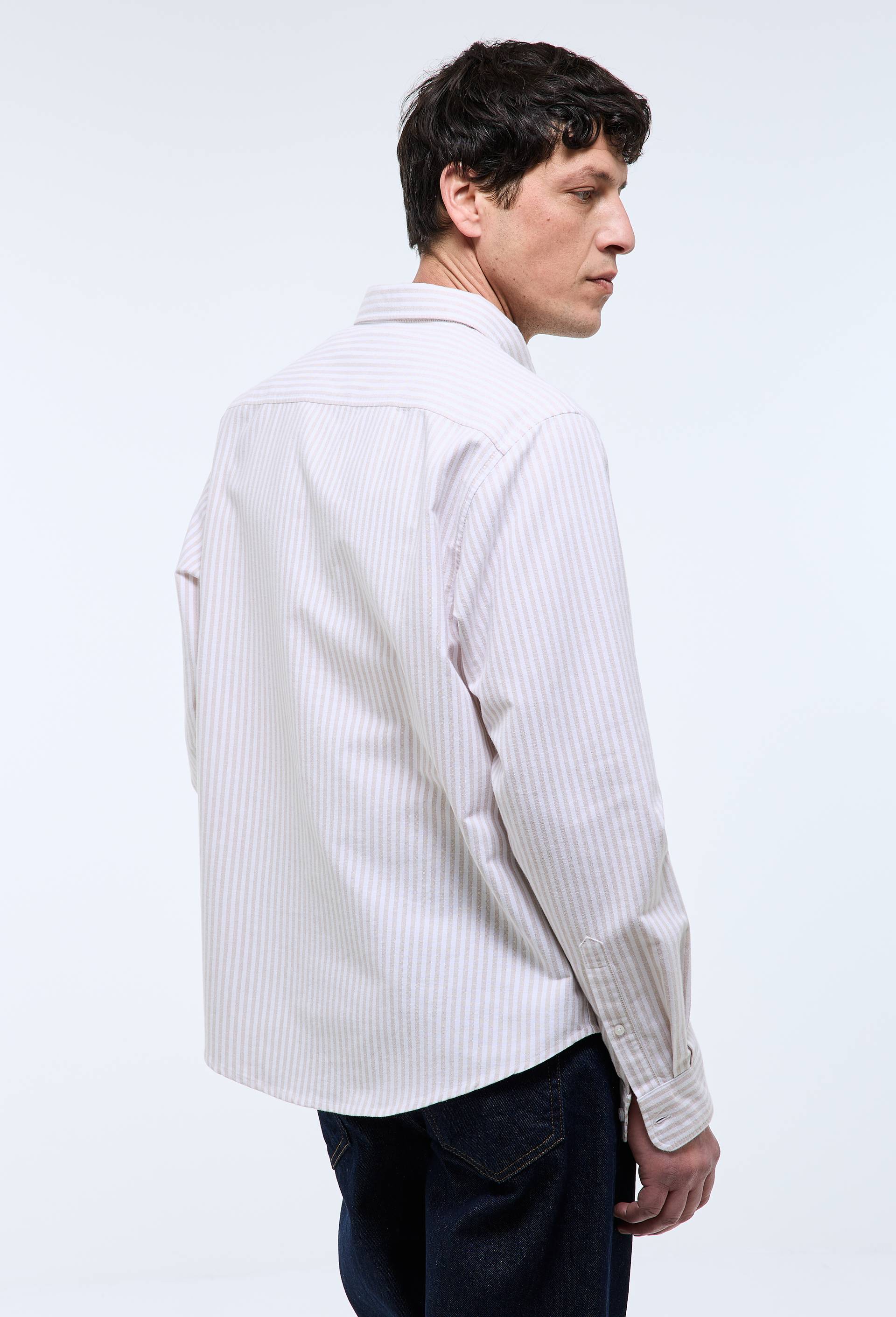 Chemise oxford ray&eacute;e en coton BIO GOTS, Beige, large image number 2.0