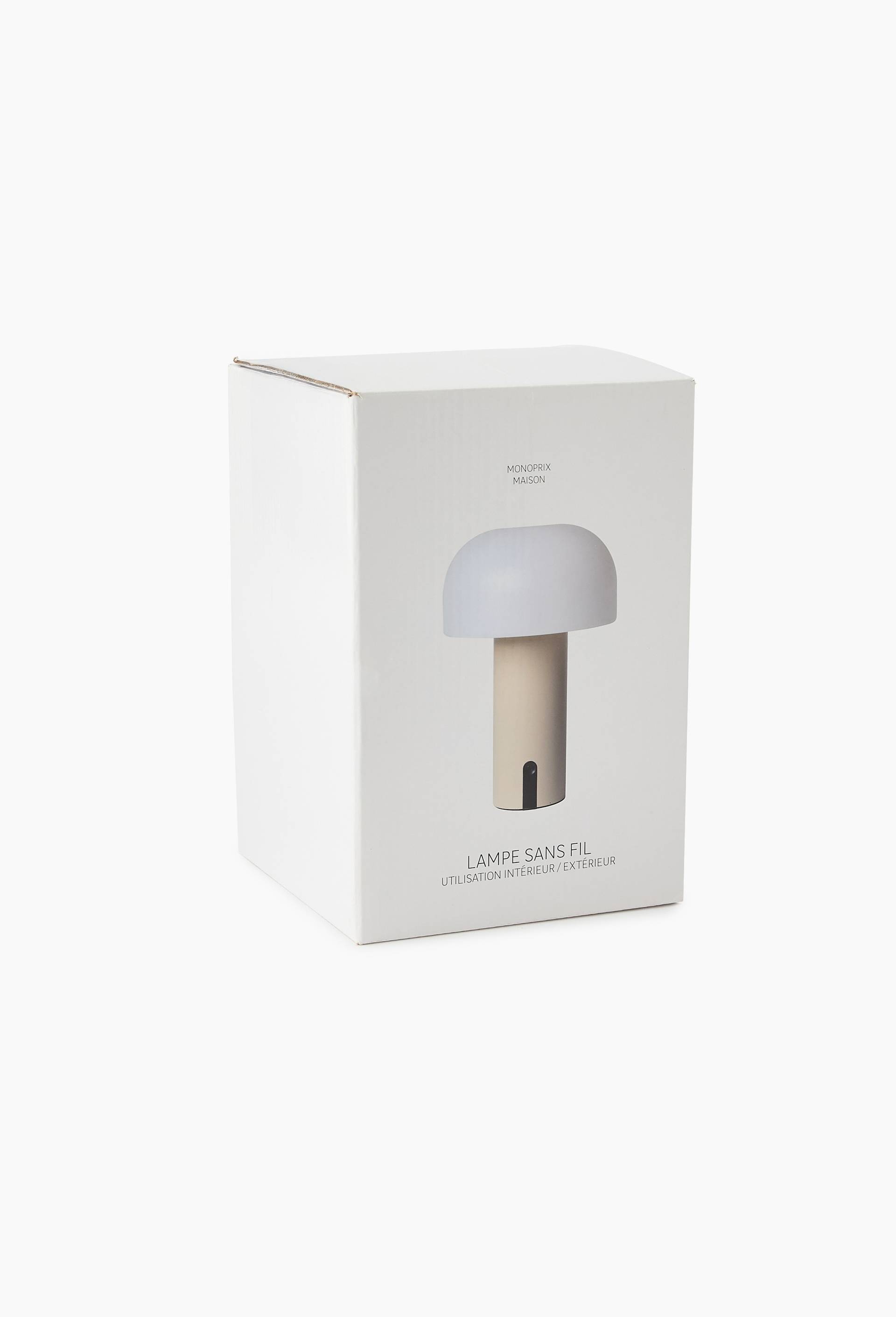 Lampe de bureau rechargeable, 15x22 cm , base en aluminium et abat jour en plastique PE, Brun clair, large image number 2