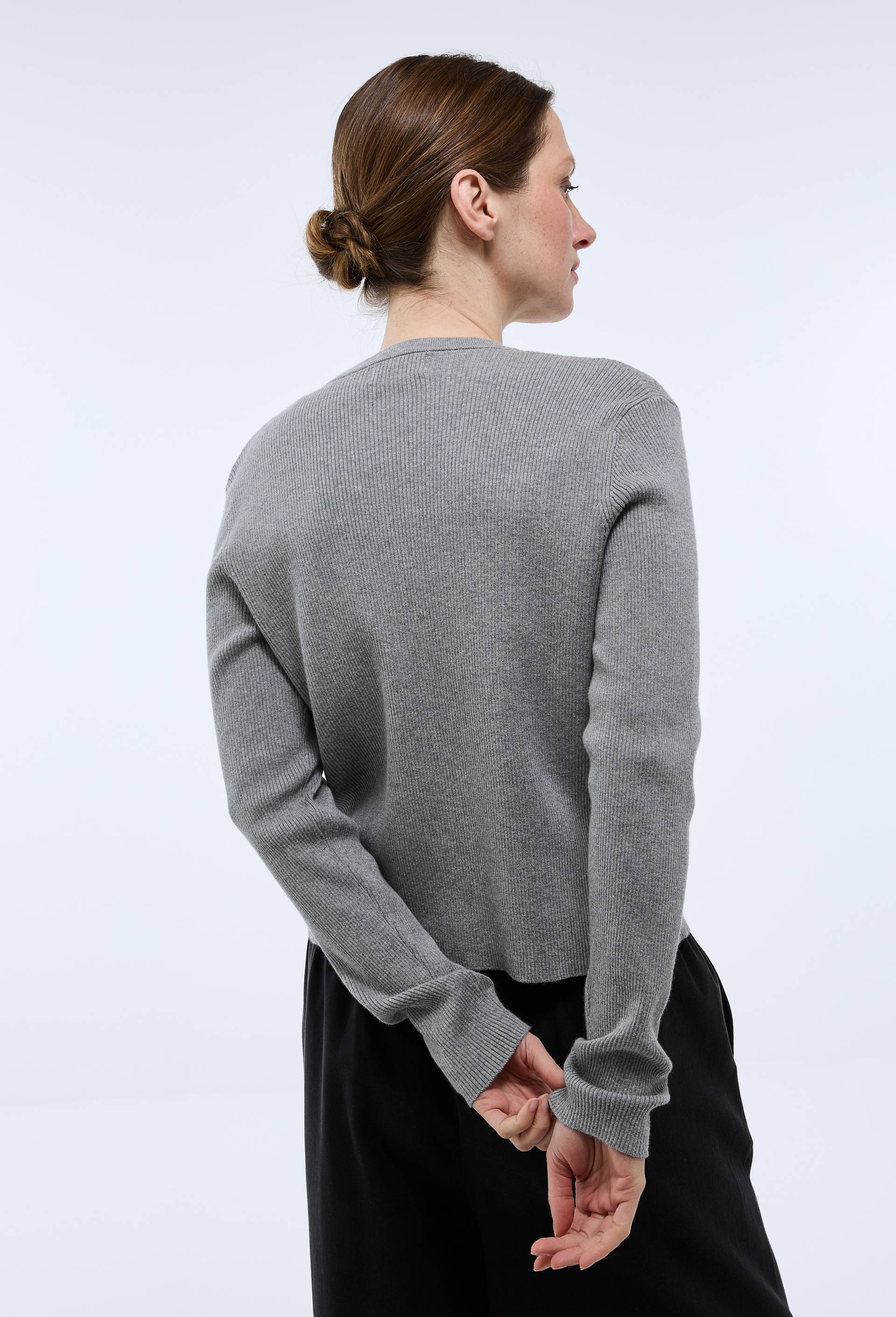 Cardigan à côtes en coton BIO, Gris, large image number 2