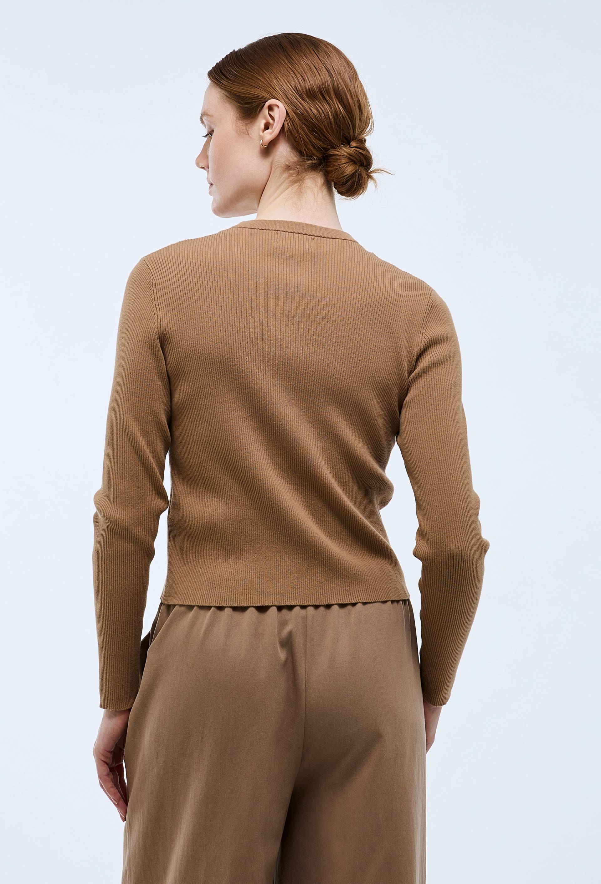 Cardigan à côtes en coton BIO, Beige, large image number 1