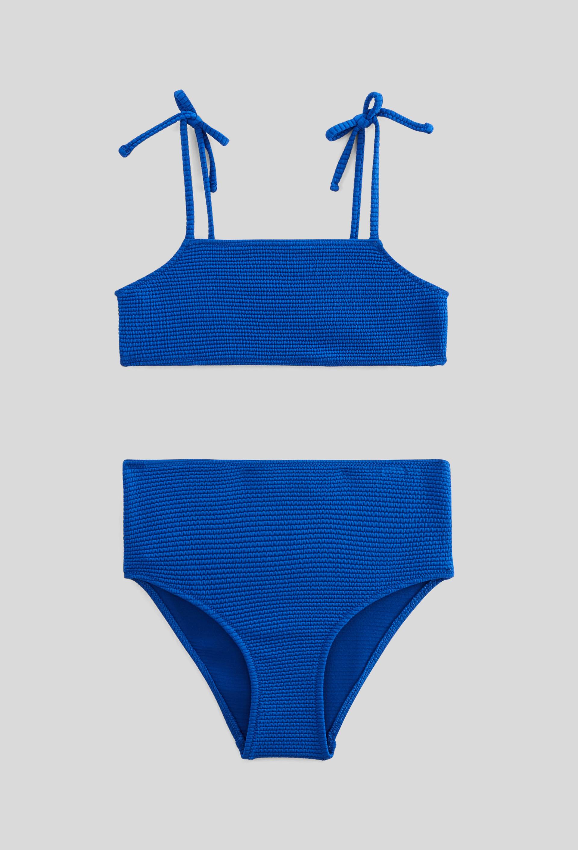 Maillot de bain 2 pi&egrave;ces uni, Bleu, swatch image