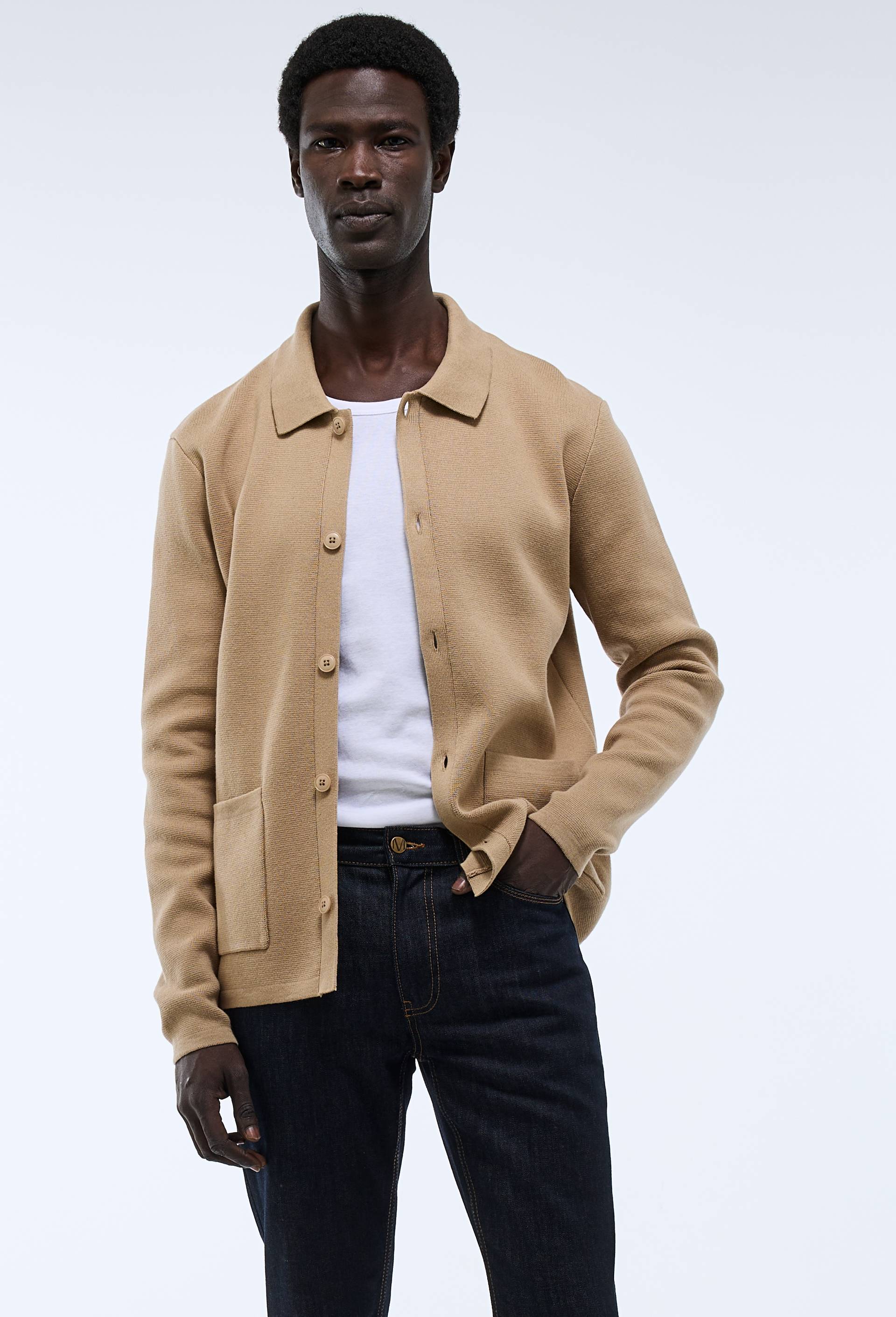 Gilet boutonné en coton, Beige, large image number 0