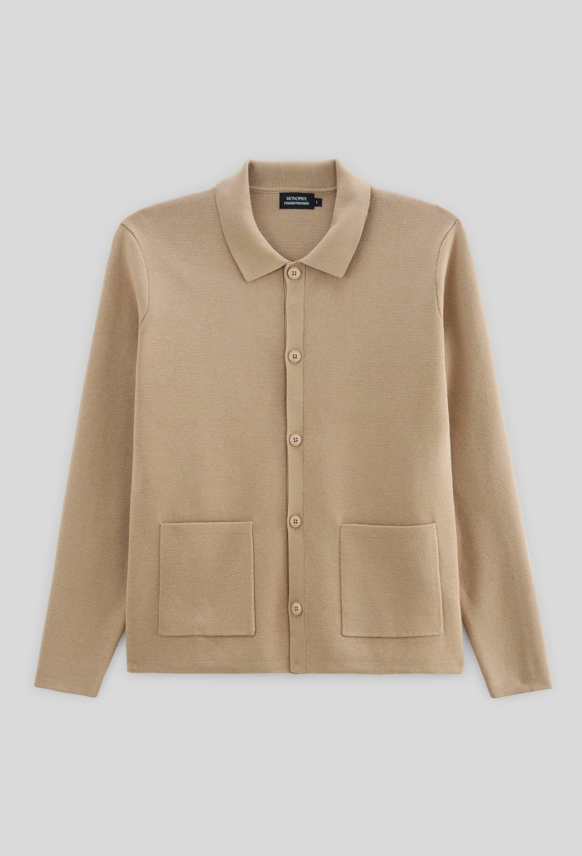 Gilet boutonné en coton, Beige, large image number 2.0