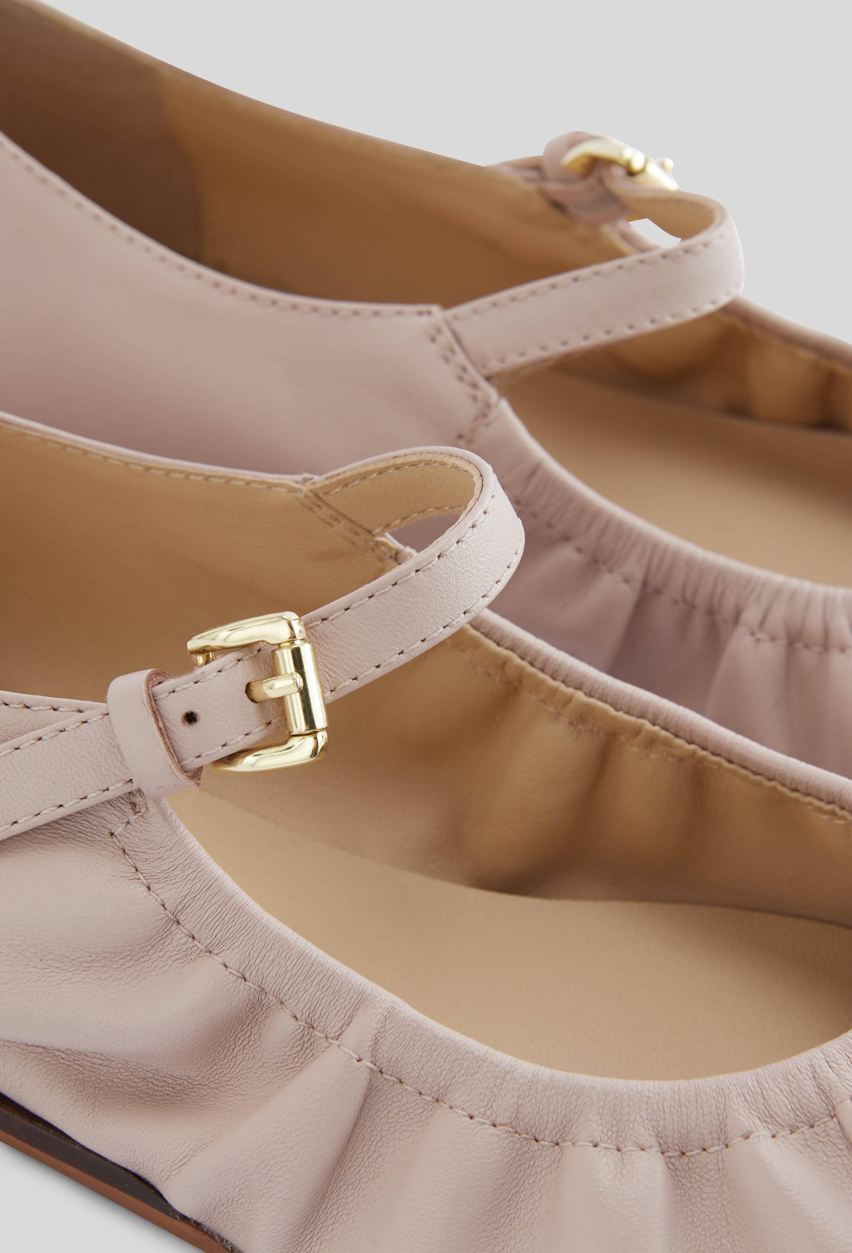 Babies &eacute;lastiqu&eacute;es en cuir, Rose clair, large image number 3