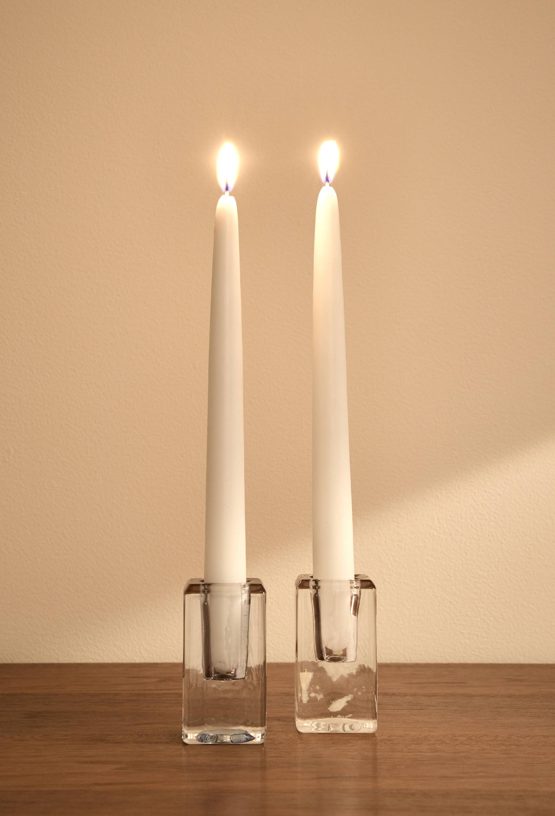Lot 2 bougies flambeaux suspendus, H24cm, en cire, Blanc, large image number 0