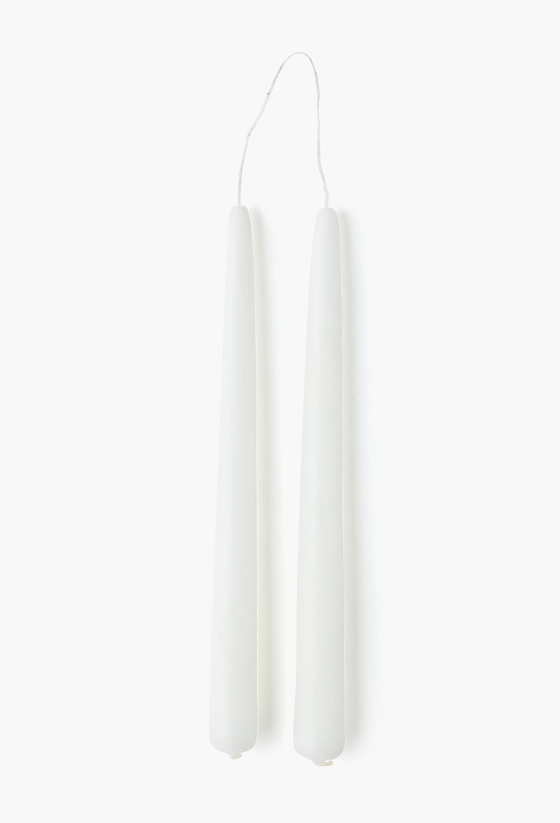 Lot 2 bougies flambeaux suspendus, H24cm, en cire, Blanc, large image number 1