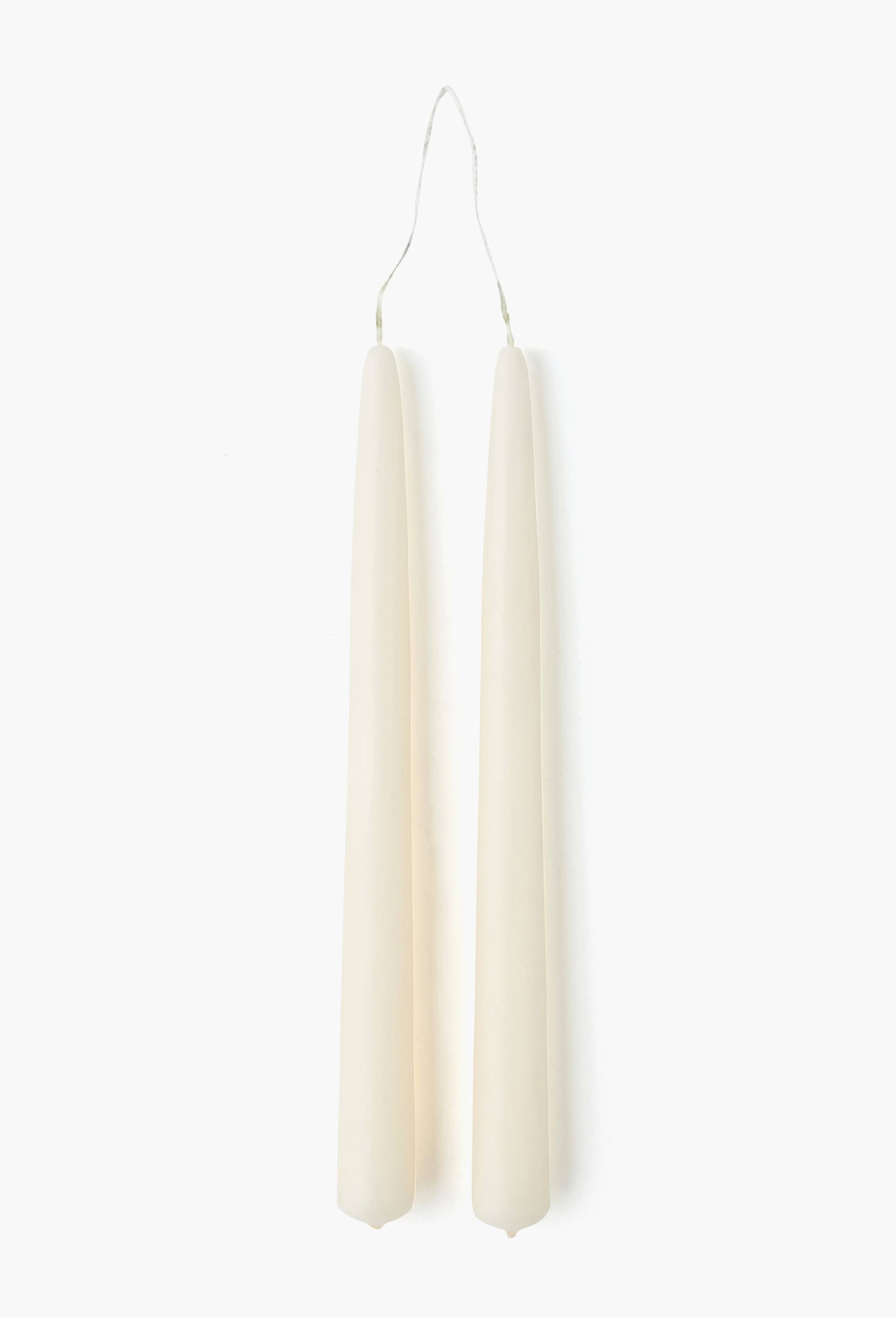 Lot 2 bougies flambeaux suspendus, H24cm, en cire, Ecru, large image number 1