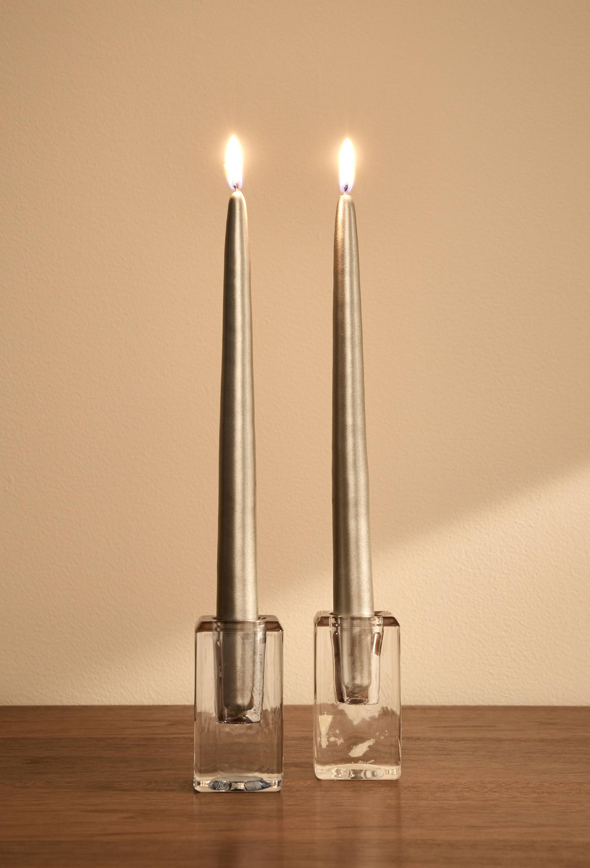 Lot 2 bougies flambeaux suspendus, H24cm, en cire, Gris, large image number 0