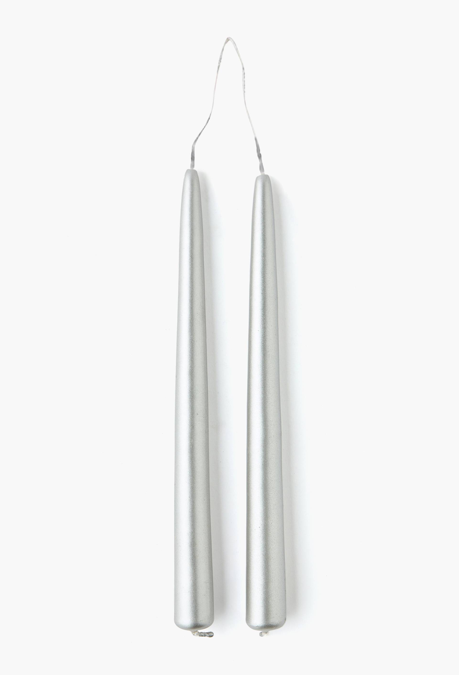 Lot 2 bougies flambeaux suspendus, H24cm, en cire, Gris, large image number 1