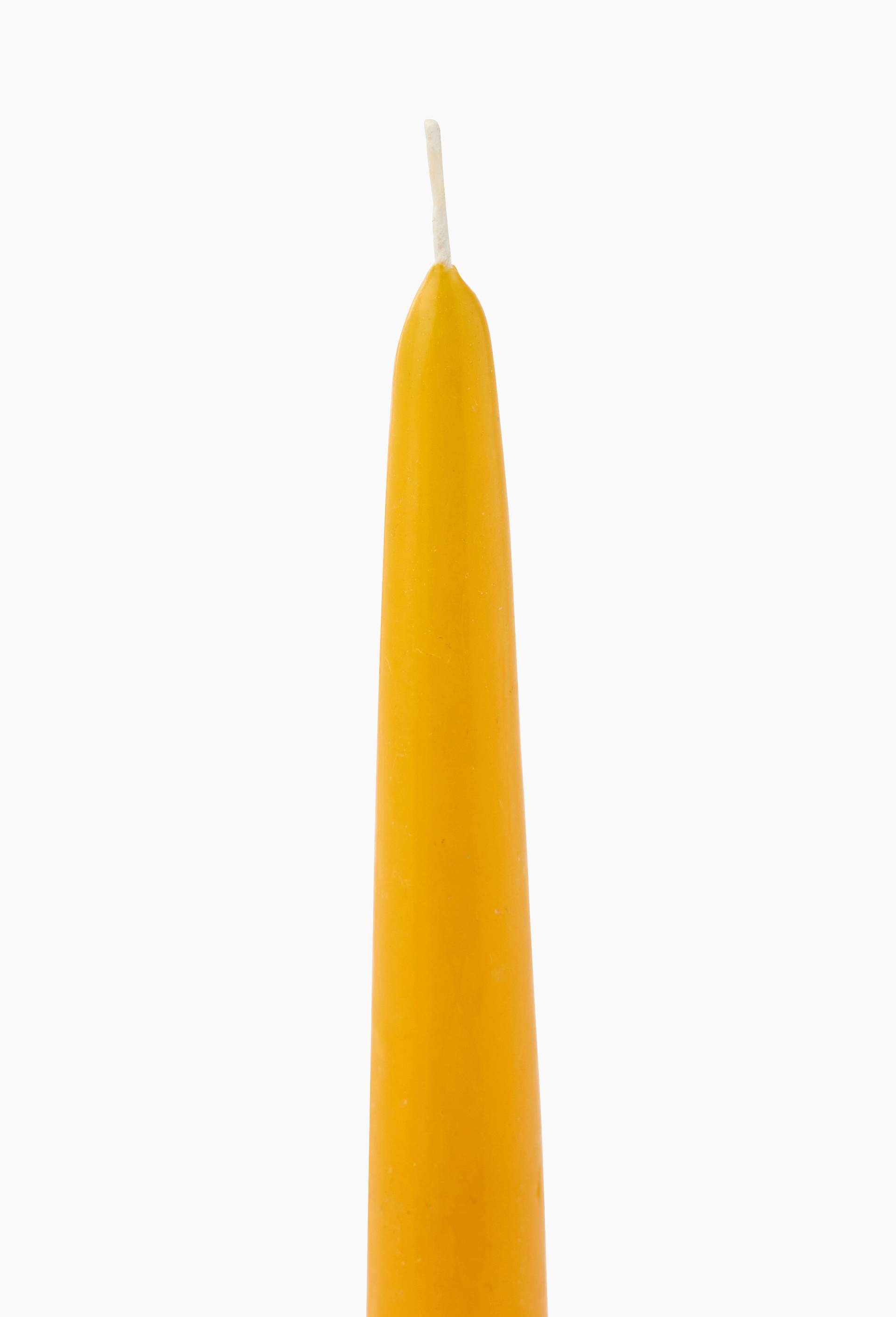 Lot 2 bougies flambeaux suspendus, H24cm, en cire, Jaune fonc&eacute;, large image number 2