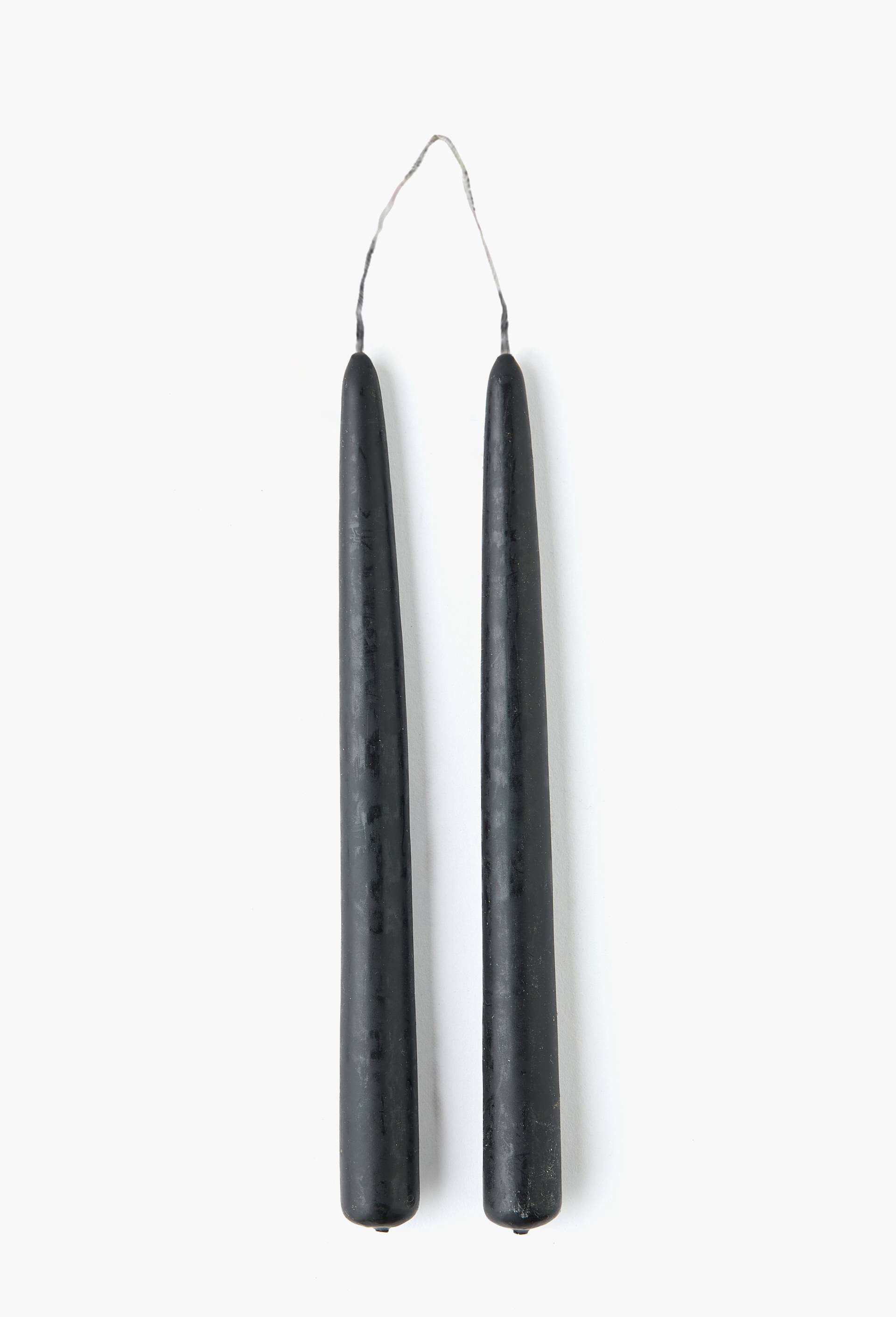 Lot 2 bougies flambeaux suspendus, H24cm, en cire, Noir, large image number 1
