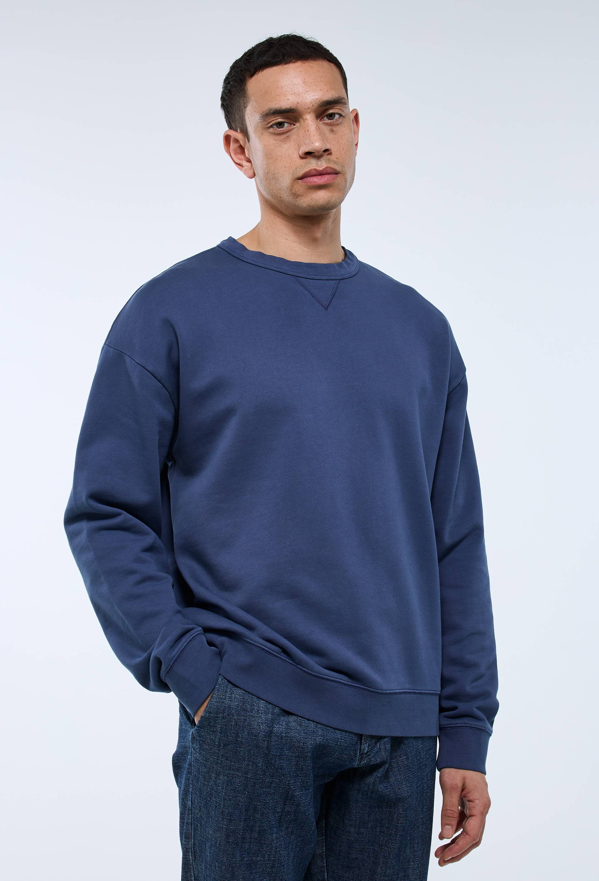 Sweat col rond en coton BIO GOTS, Bleu foncé, large image number 0
