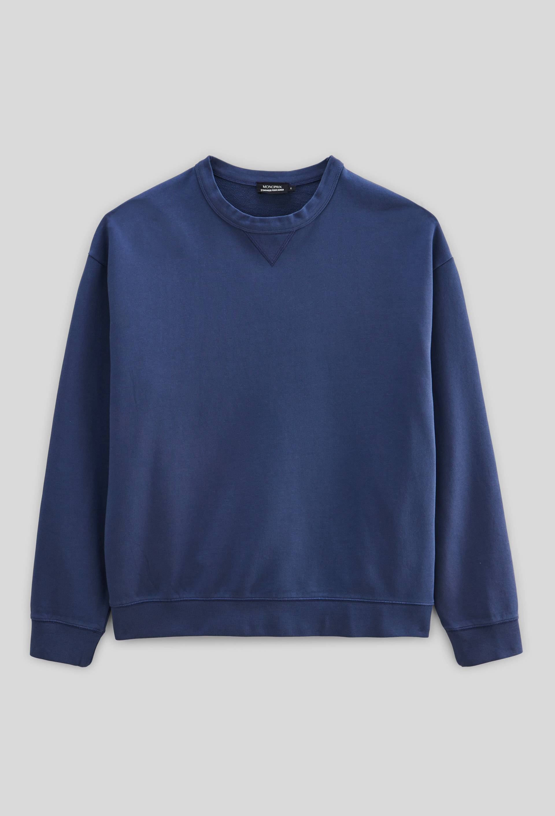 Sweat col rond en coton BIO GOTS, Bleu foncé, large image number 3