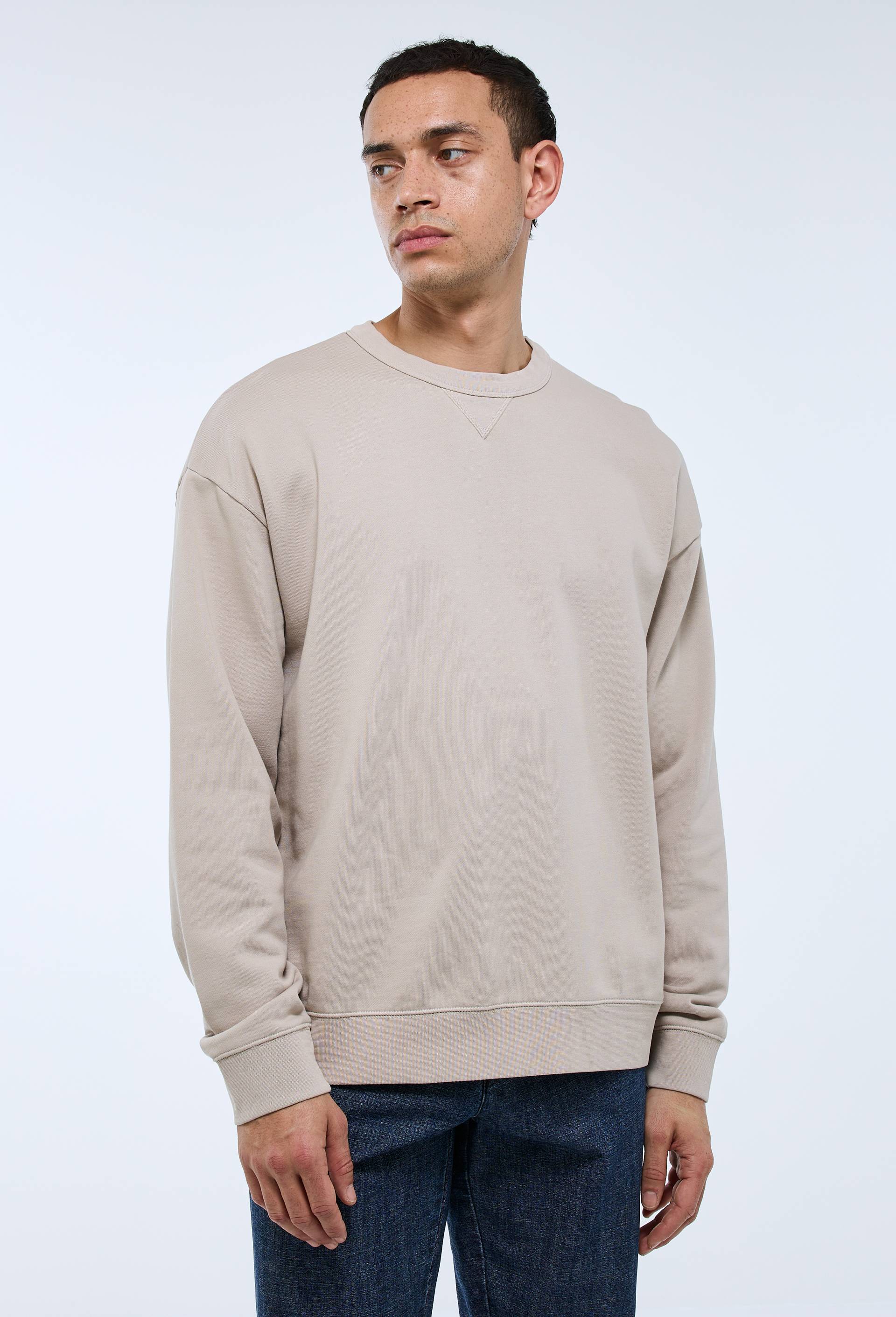 Sweat col rond en coton BIO GOTS, Beige clair, swatch image