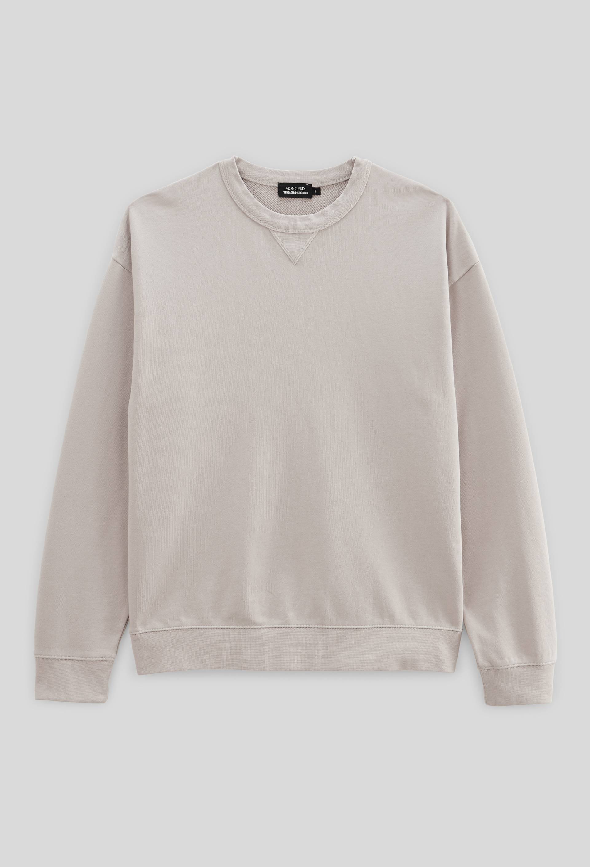 Sweat col rond en coton BIO GOTS, Beige clair, large image number 3