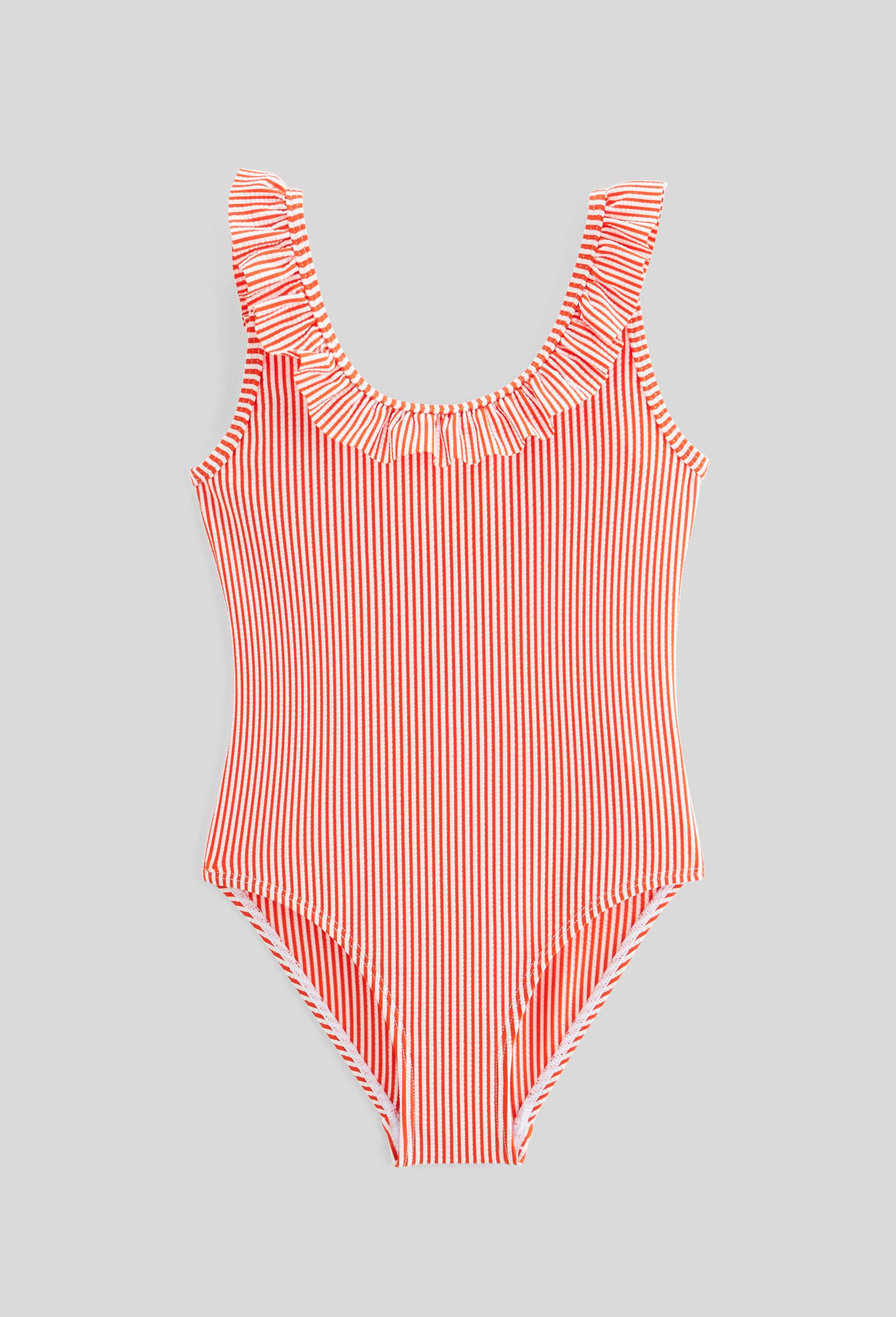 Maillot de bain 1 pi&egrave;ce ray&eacute;, Orange, large image number 0