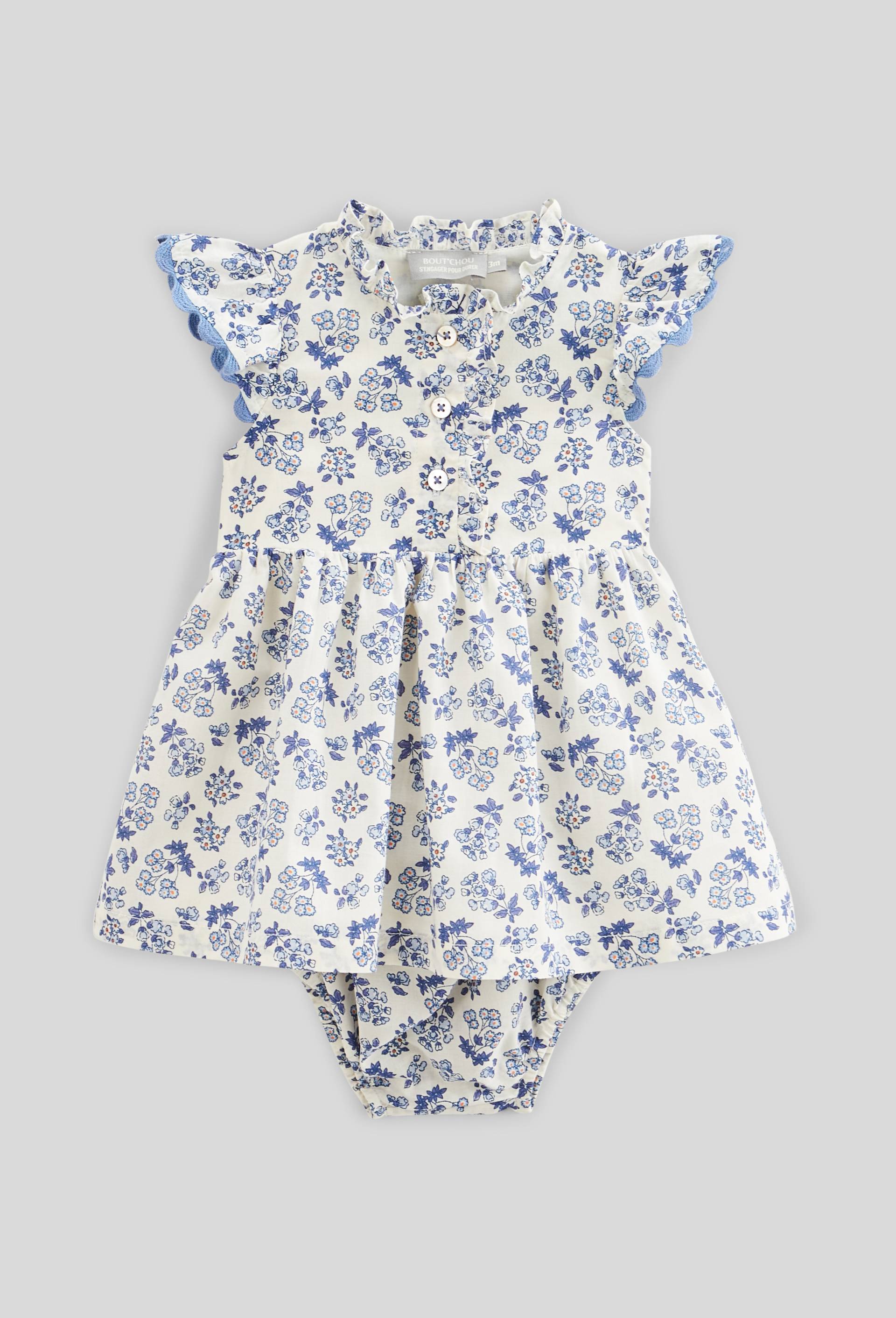 Robe manches courtes imprim&eacute;e avec bloomer en coton BIO GOTS, Beige clair, large image number 0