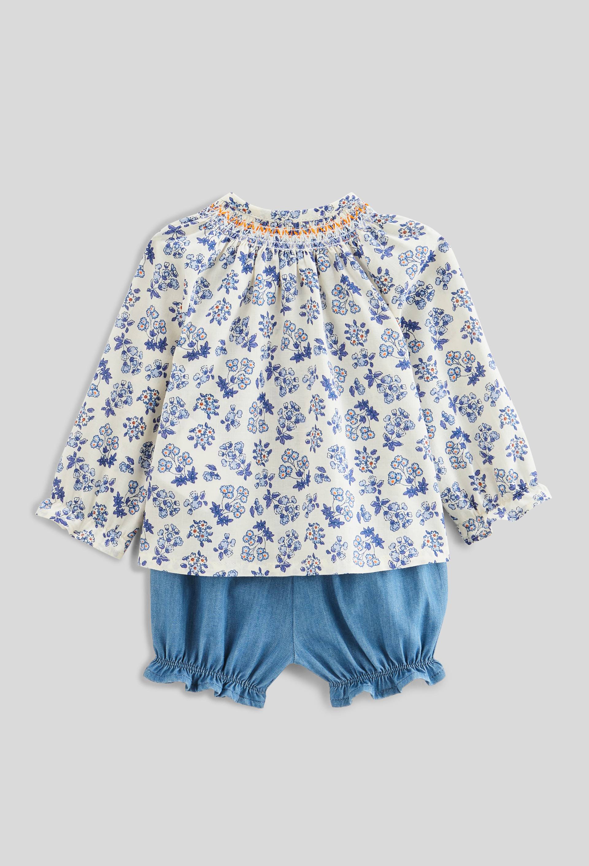 Vêtement Enfant Vert Sauge Ensemble Blouse Short Fille