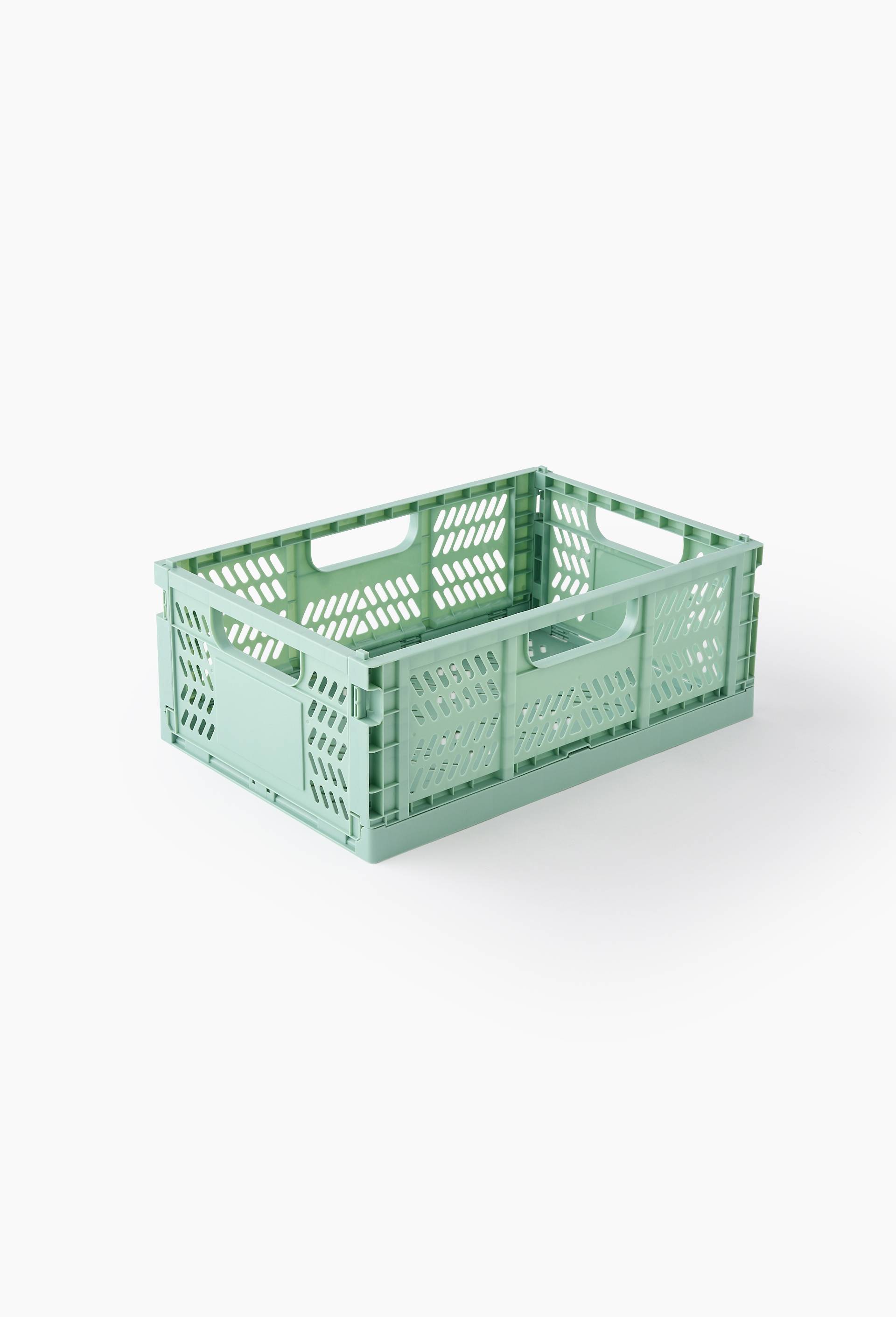 Caisse de rangement pliable en plastique recyclé, 43x29.2x16.5cm, Vert clair, swatch image