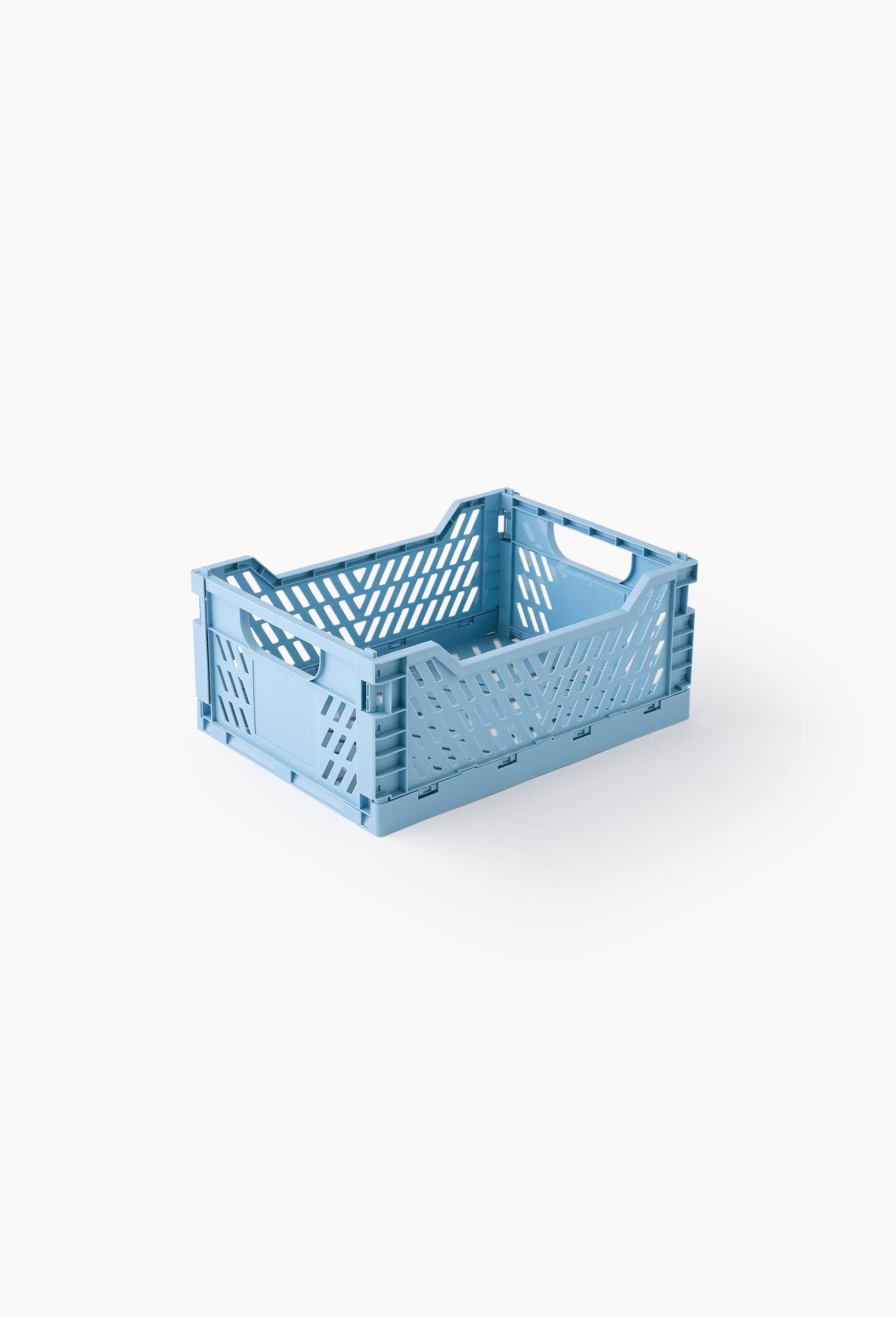 Caisse de rangement pliable en plastique recyclé, 34x24.8x14.7cm, Bleu, large image number 0