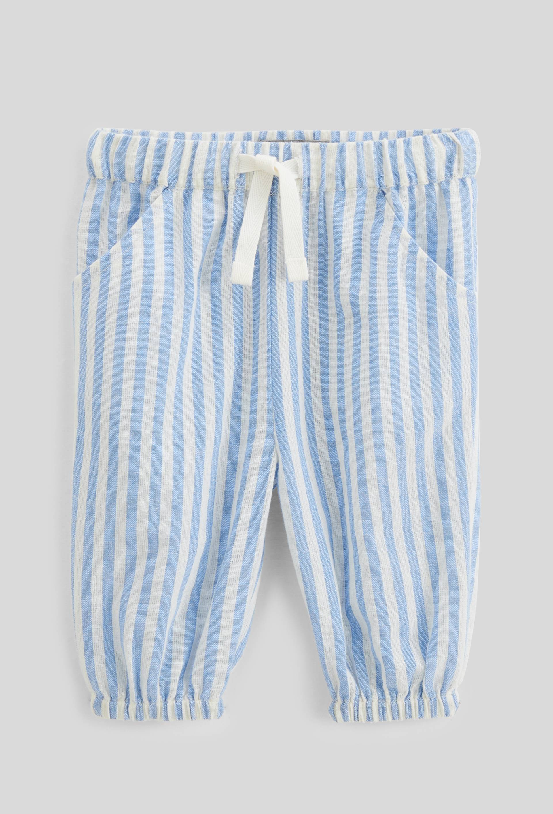 Pantalon long ray&eacute; en coton BIO GOTS, Bleu, large image number 0
