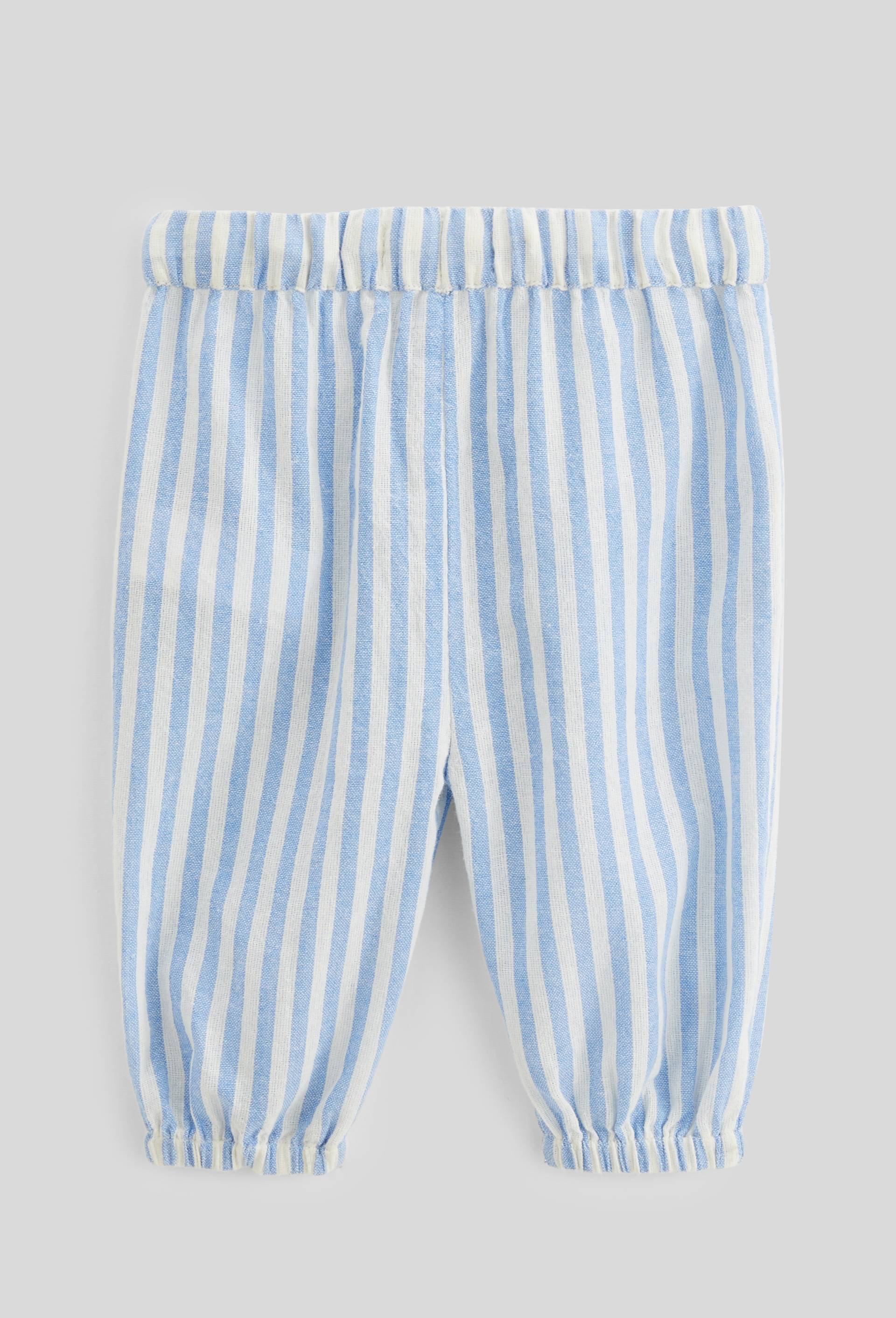 Pantalon long ray&eacute; en coton BIO GOTS, Bleu, large image number 1