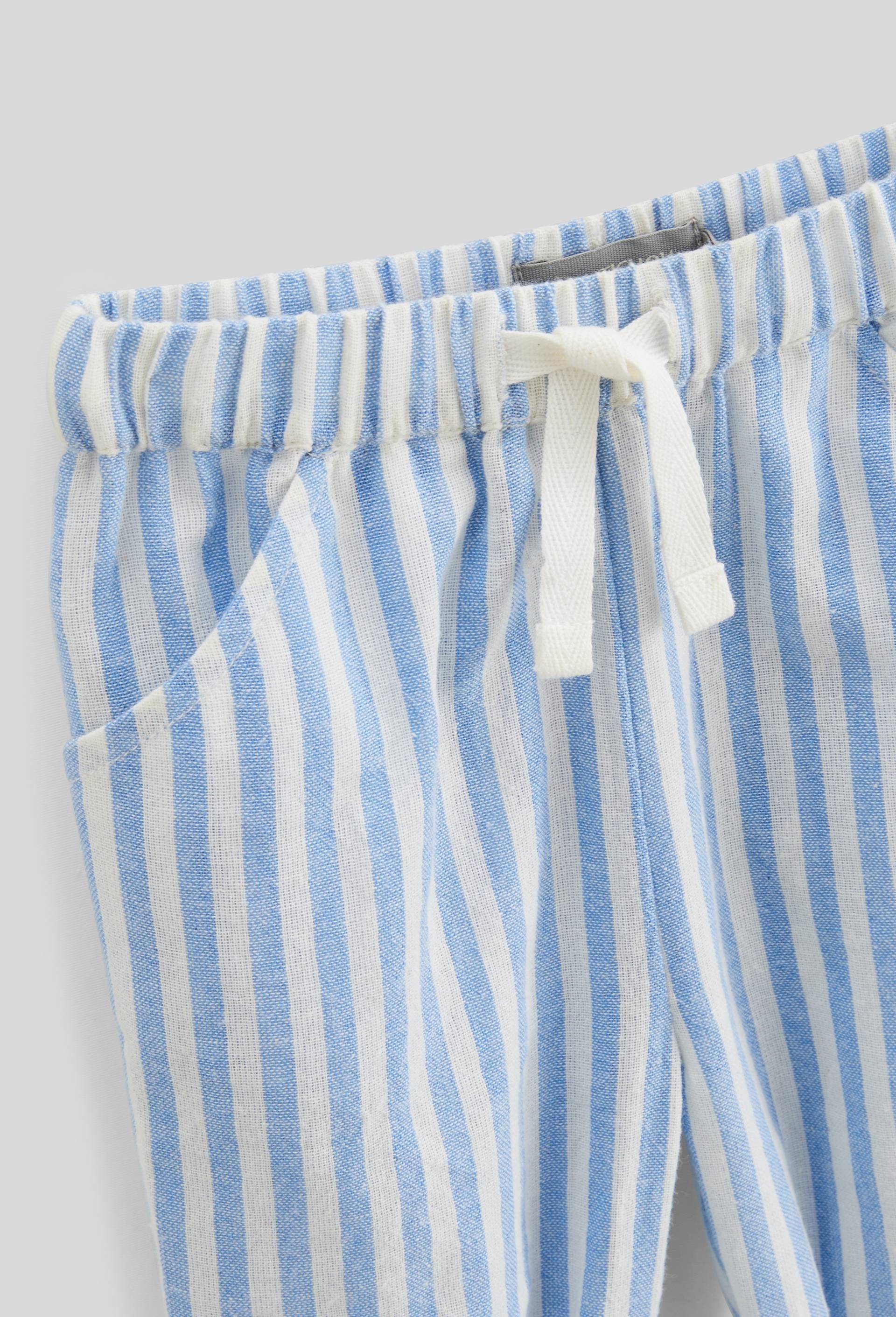 Pantalon long ray&eacute; en coton BIO GOTS, Bleu, large image number 2