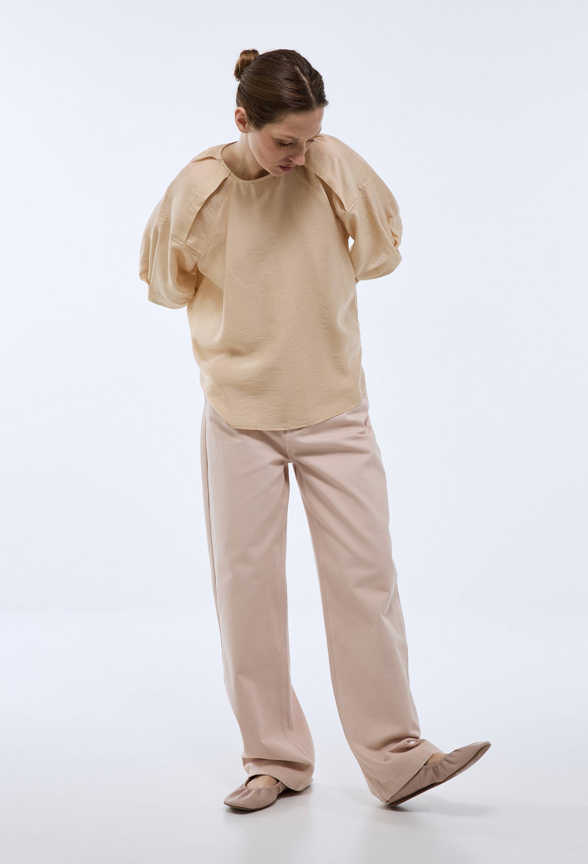 Top manches courtes uni, Beige, large image number 0