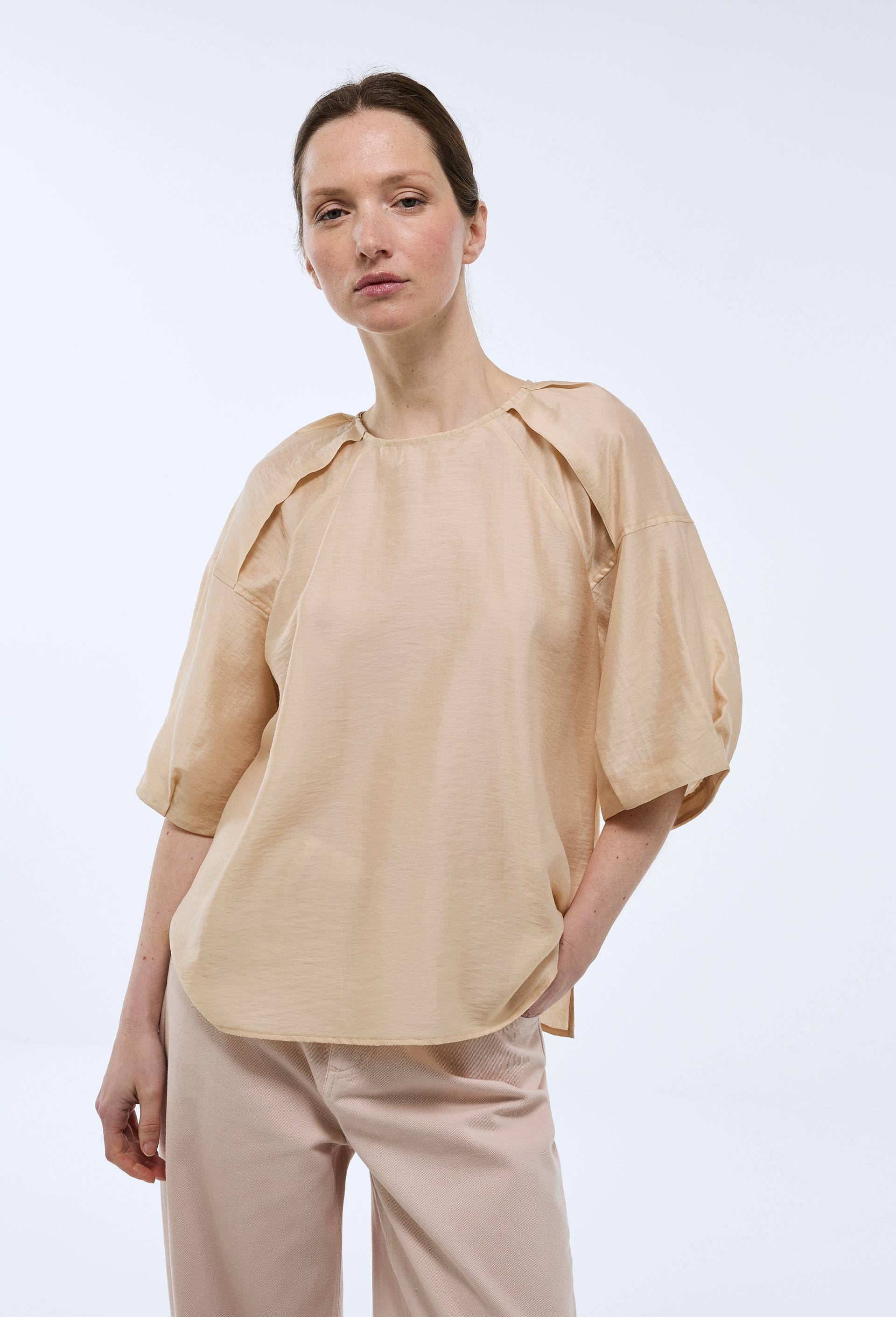 Top manches courtes uni, Beige, large image number 1.0