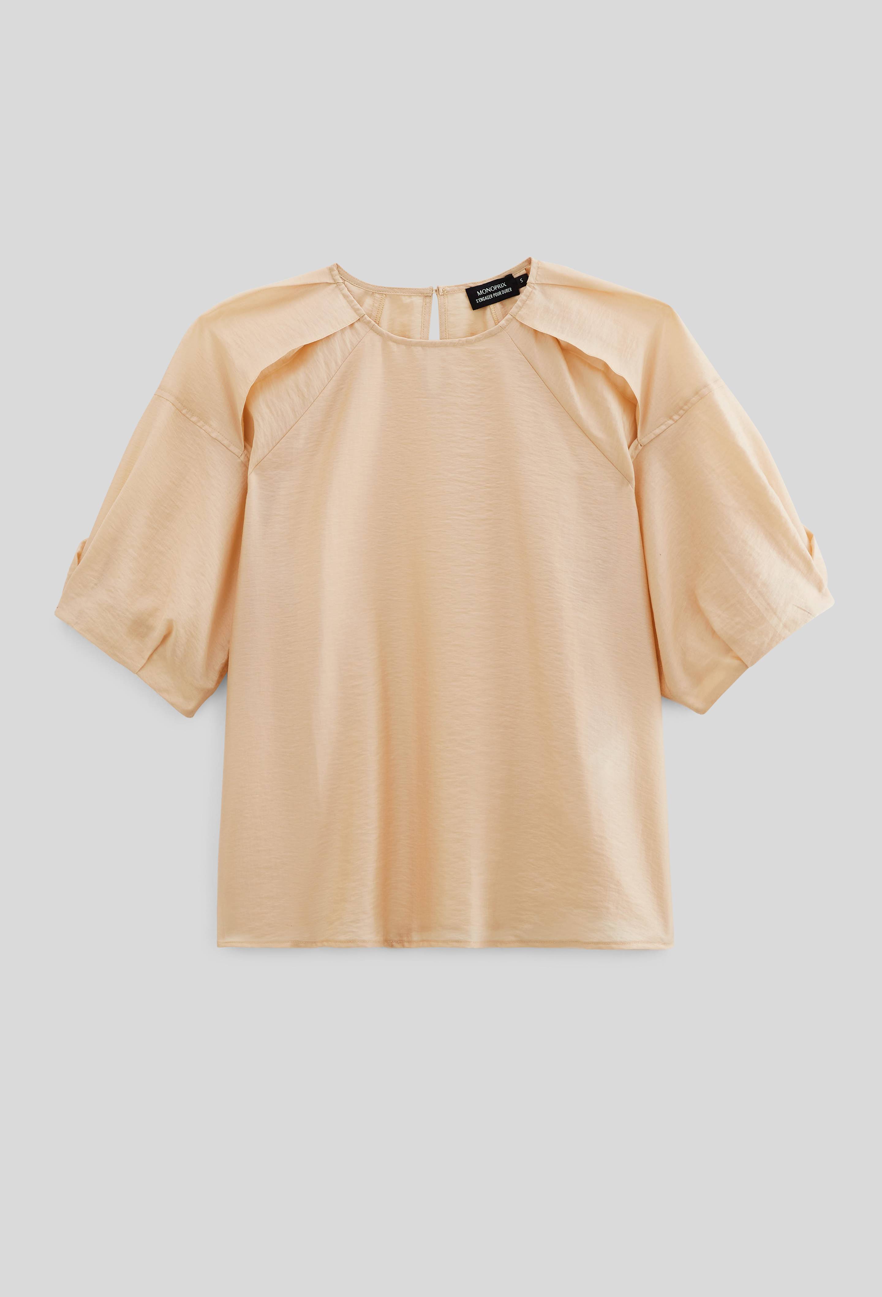 Top manches courtes uni, Beige, large image number 3