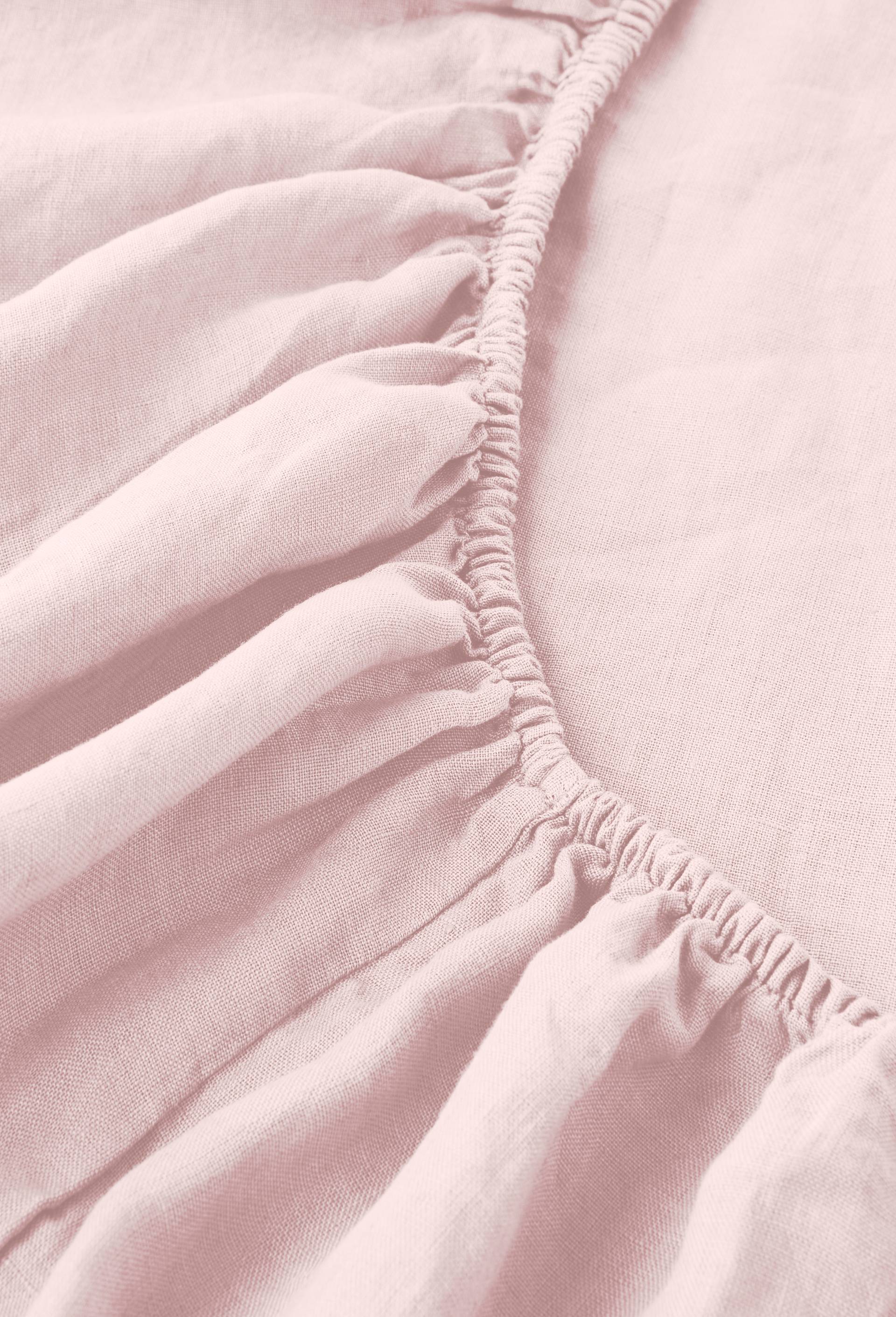 Drap housse, 100% lin, Exclusivit&eacute; web, Rose clair, large