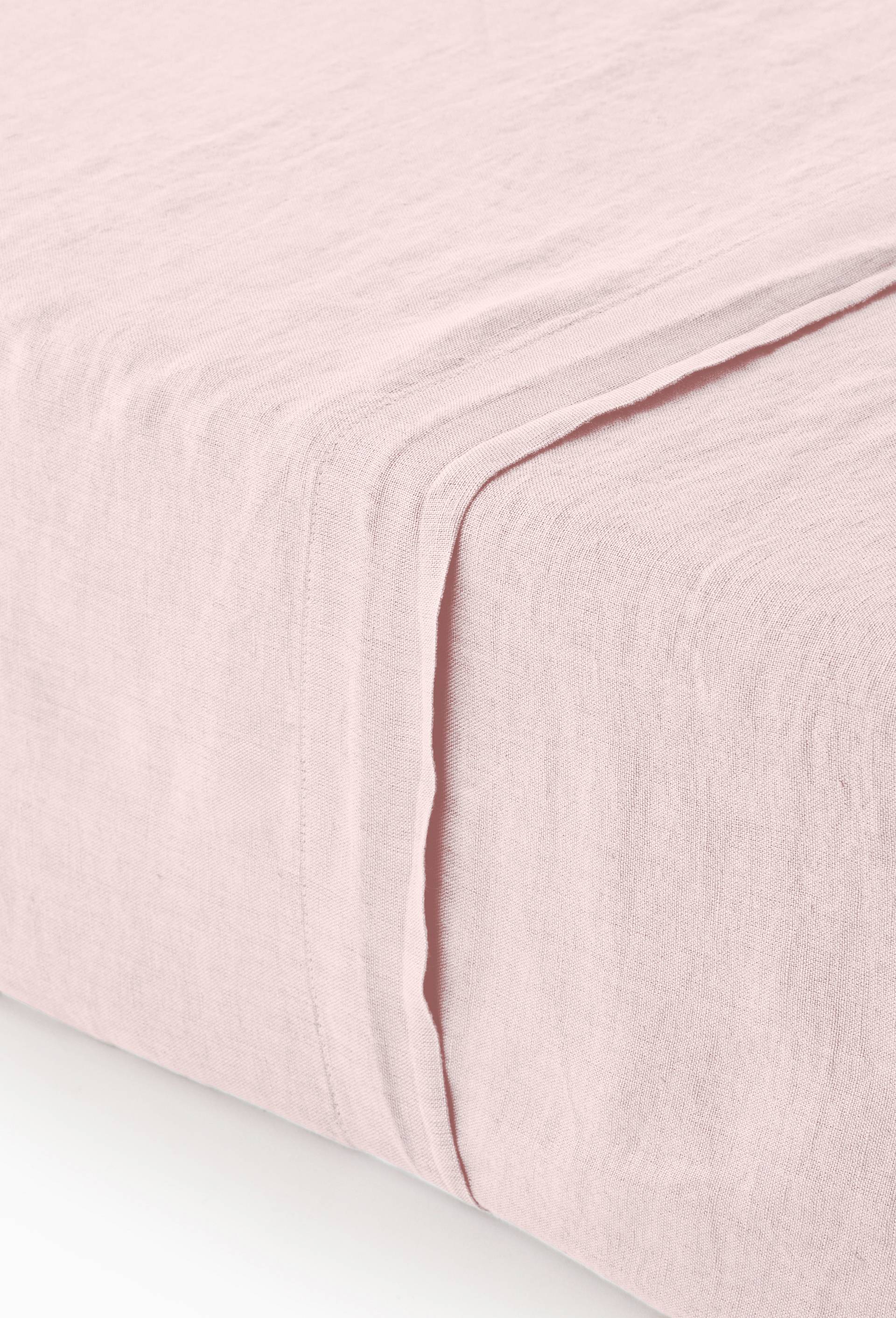 Drap plat, 100% lin, exclusivit&eacute; web, Rose clair, large