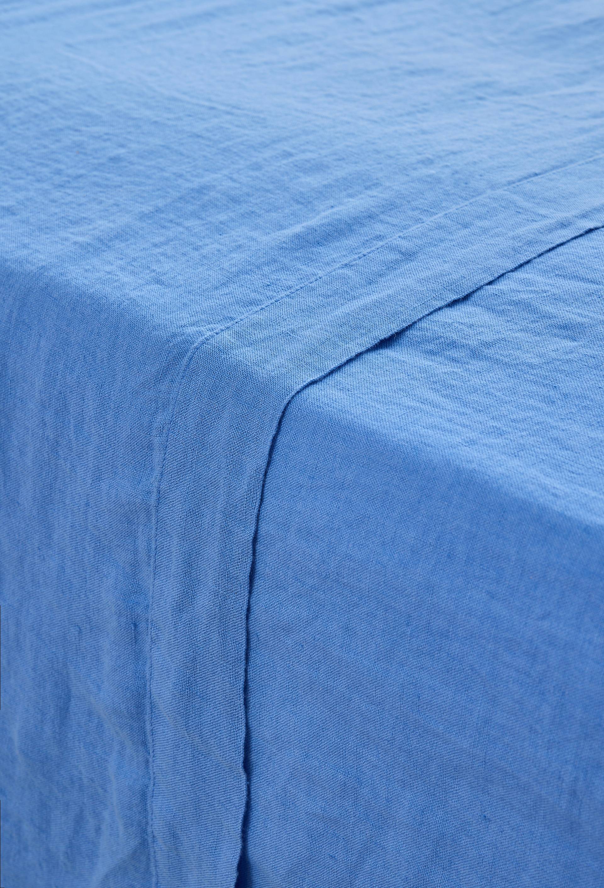 Drap plat, 100% lin, exclusivit&eacute; web, Bleu, swatch image