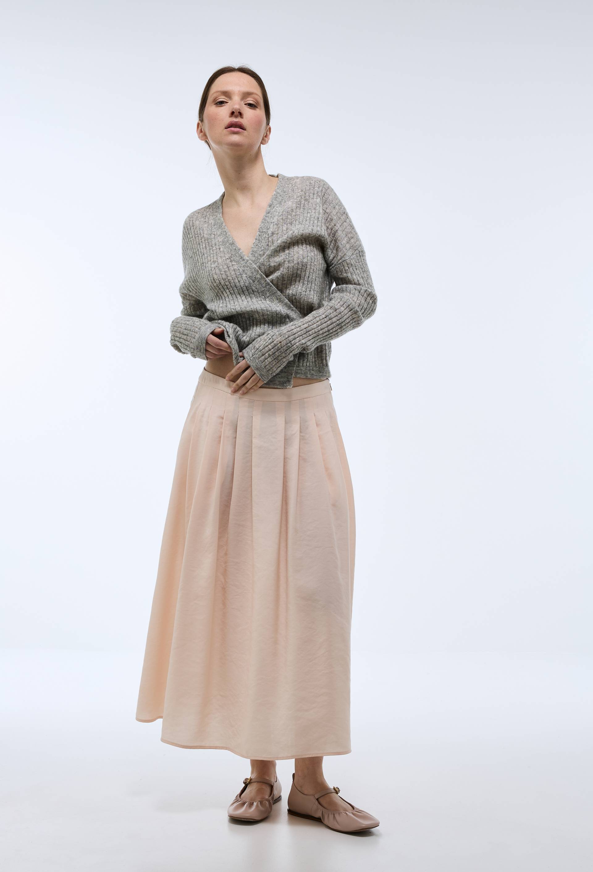 Jupe midi unie, Rose clair, large image number 0