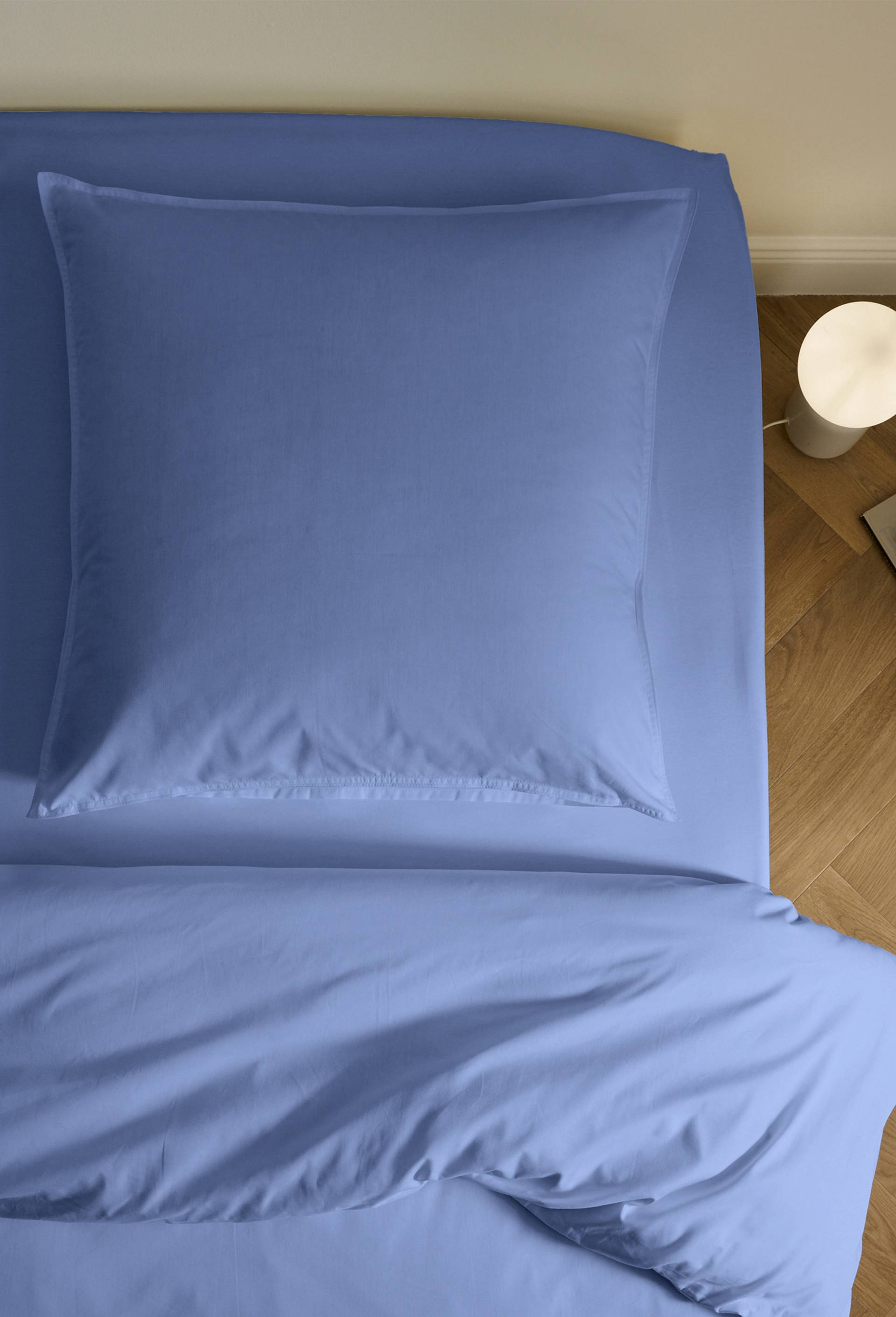 Taie oreiller unie, percale de coton, 100% coton bio GOTS, Bleu clair, large