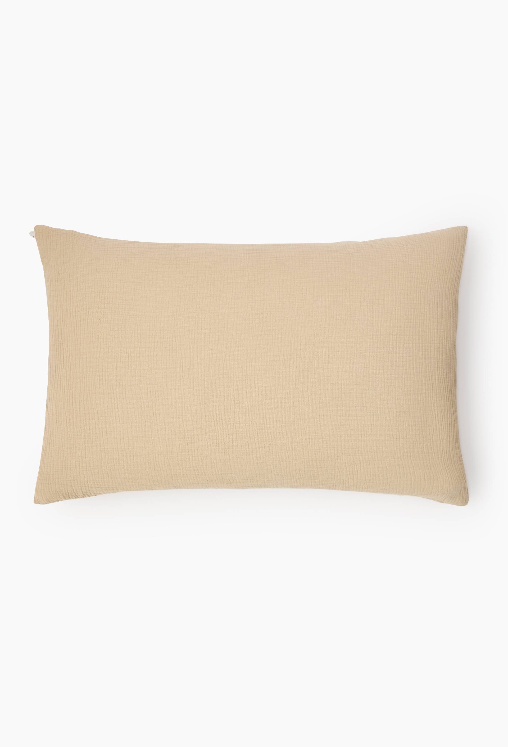 Taie oreiller unie, gaze de coton, 100% coton bio GOTS, Beige clair, large image number 0