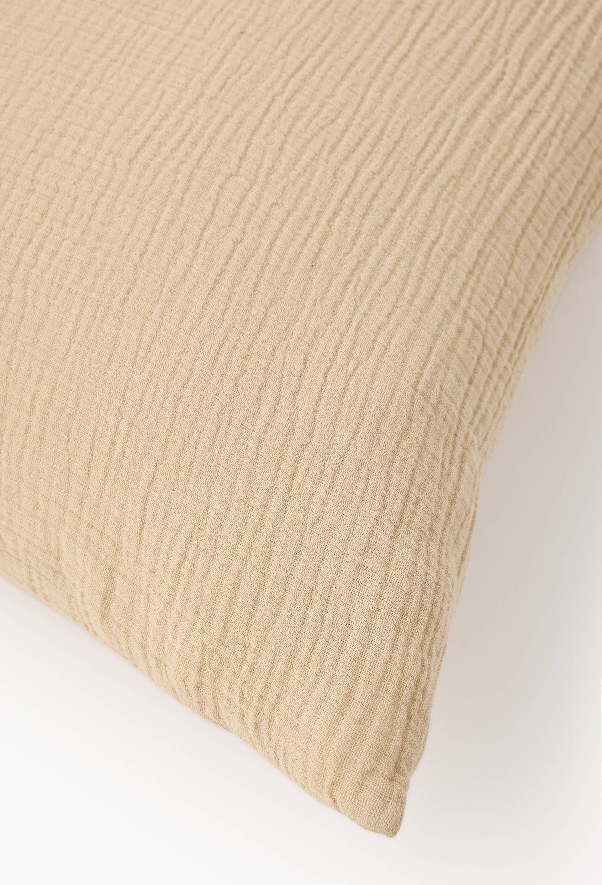 Taie oreiller unie, gaze de coton, 100% coton bio GOTS, Beige clair, large image number 1.0