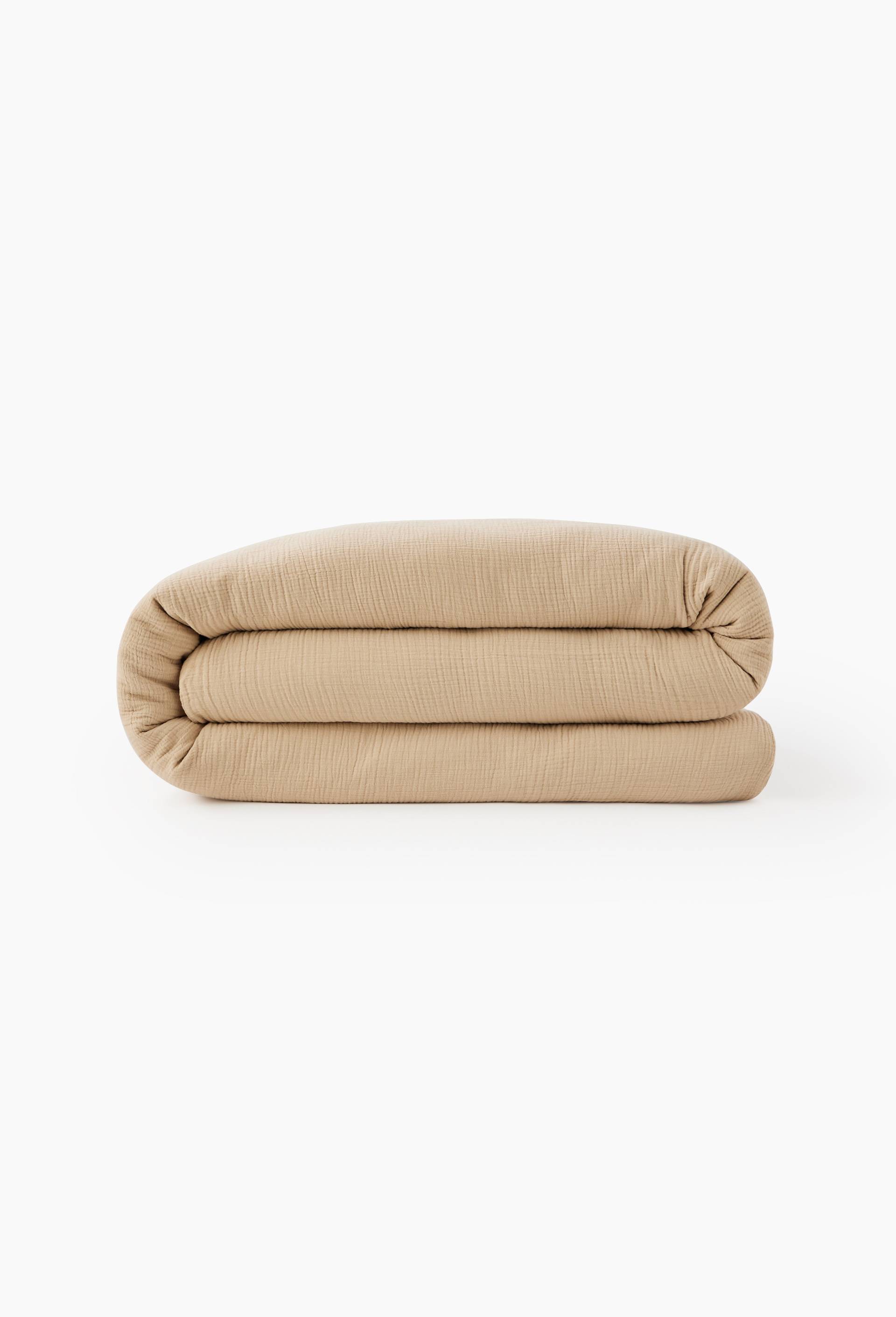 Housse de couette unie, gaze de coton, 100% coton bio GOTS, Beige clair, large image number 0.0