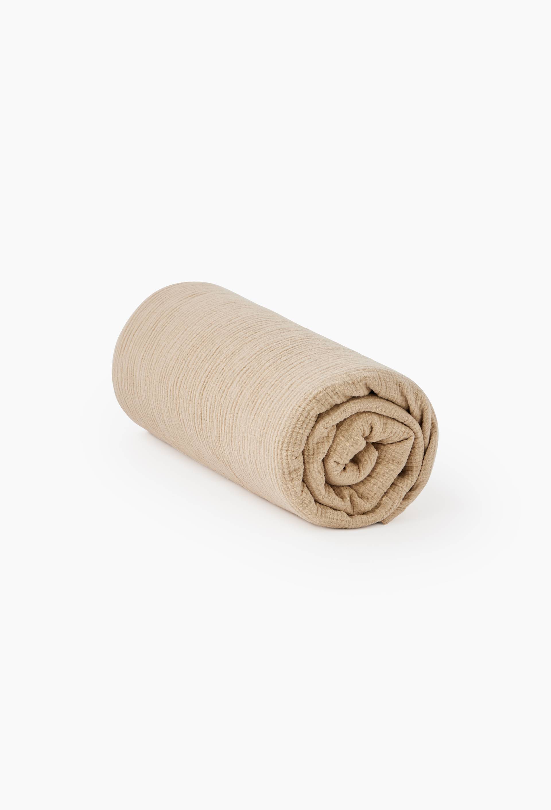 Drap housse uni, gaze de coton, 100% coton bio GOTS, Beige clair, large image number 1