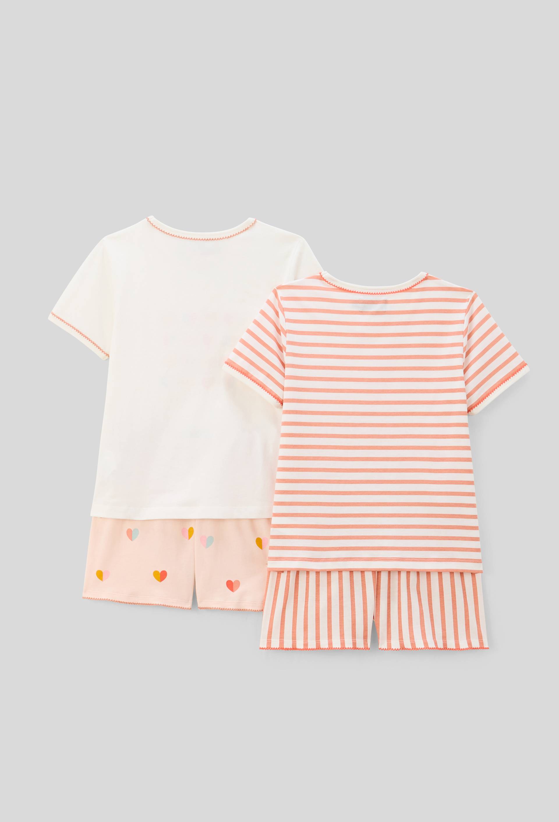 Lot de 2 pyjamas shorts imprimé en jersey coton BIO GOTS, Ecru, large image number 1