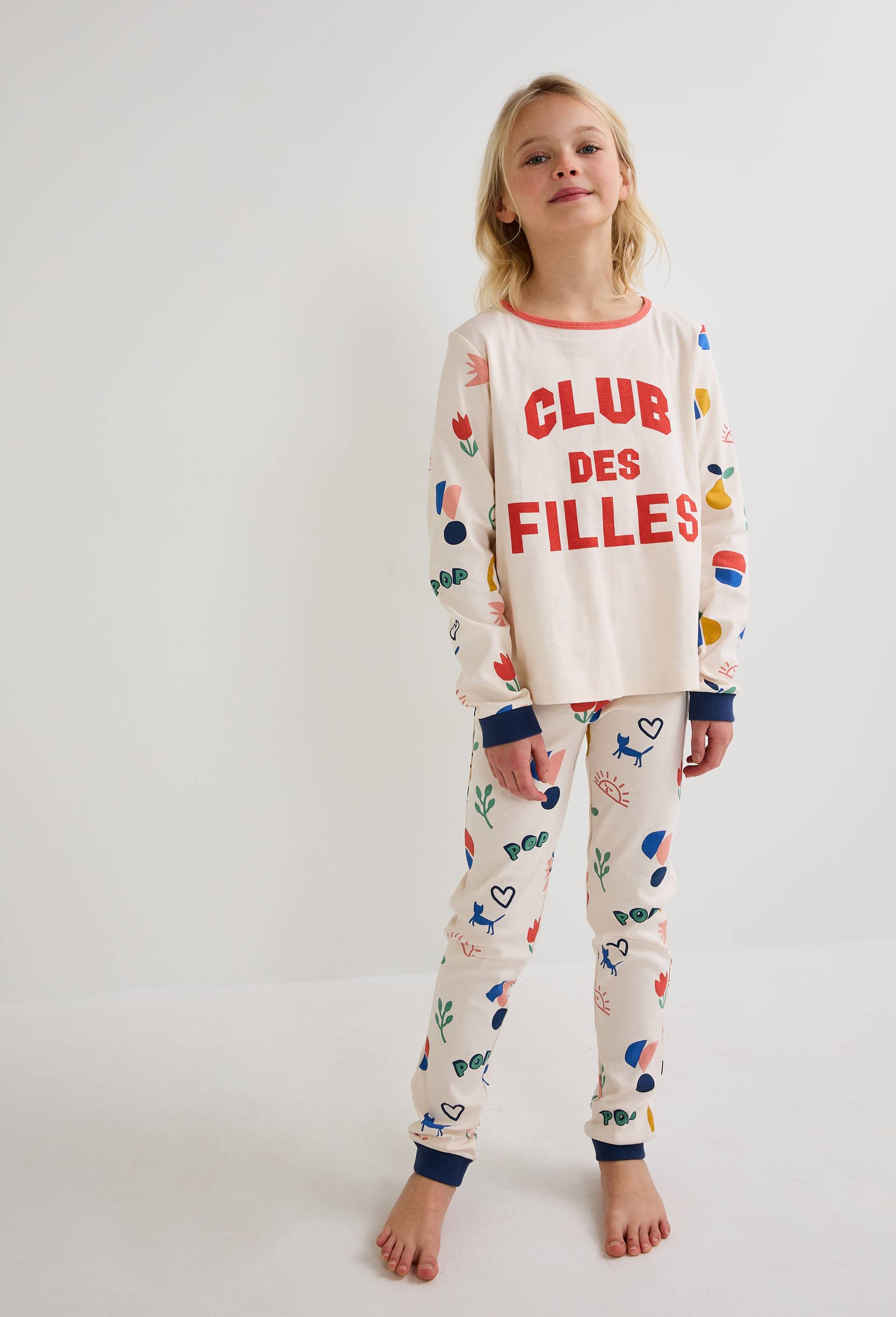 Pyjama manches longues imprimé en jersey coton BIO GOTS, Orange, large image number 0