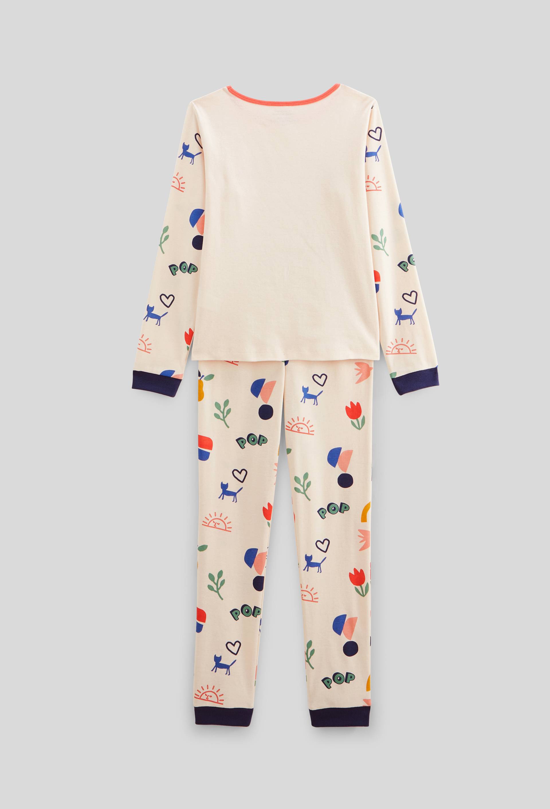 Pyjama manches longues imprimé en jersey coton BIO GOTS, Orange, large image number 2