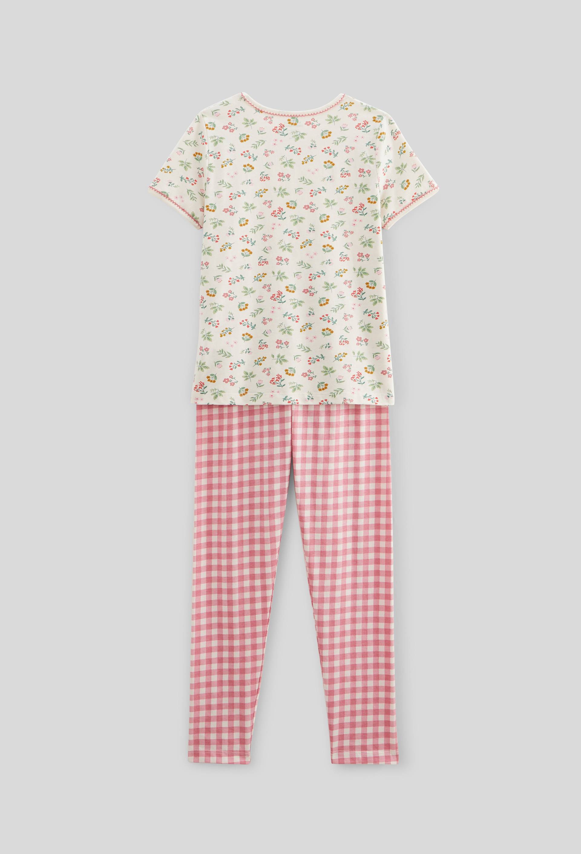 Pyjama manches courtes imprimé en jersey coton BIO GOTS, Rose, large image number 2
