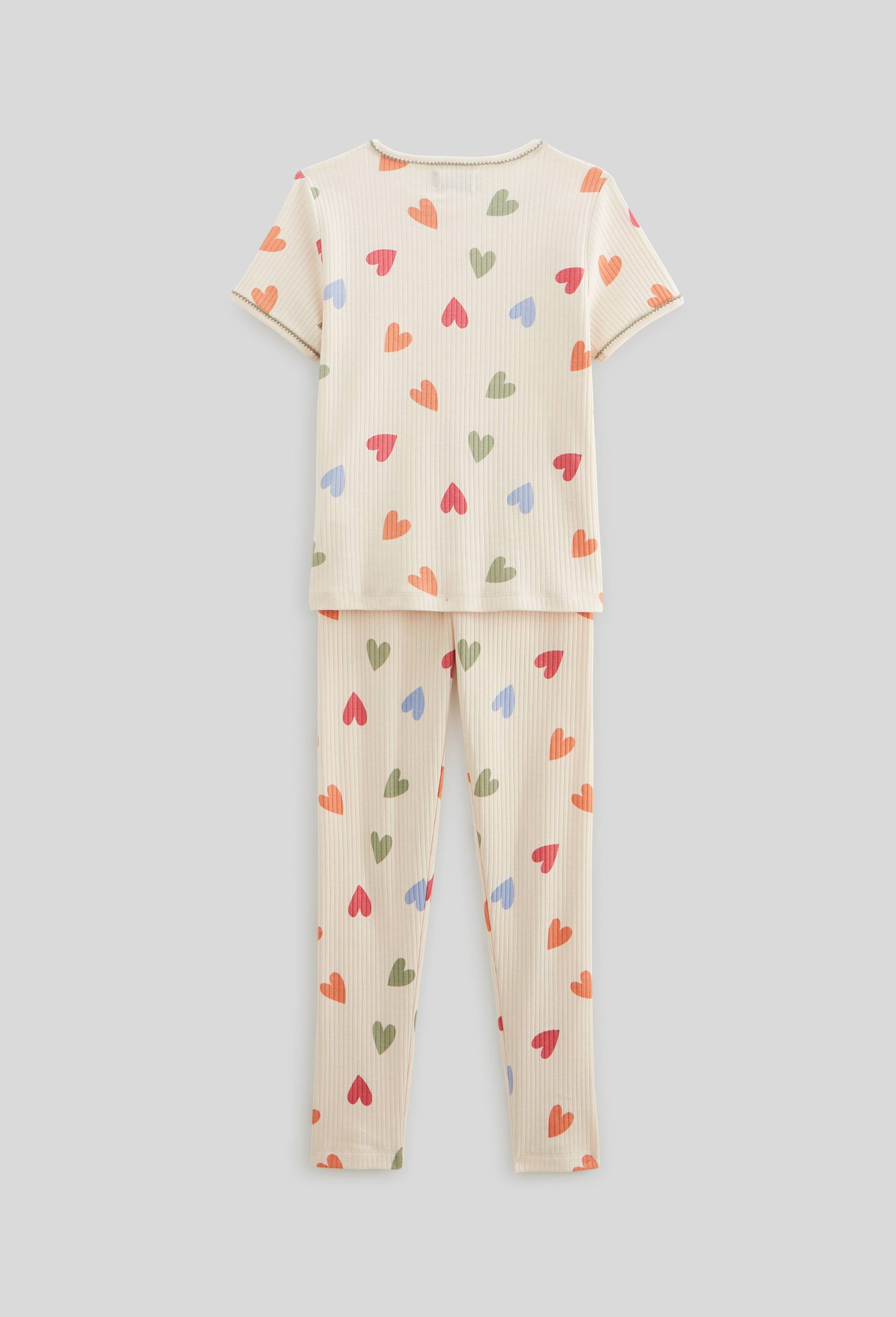 Pyjama manches courtes imprimé en jersey coton BIO GOTS, Beige clair, large image number 2