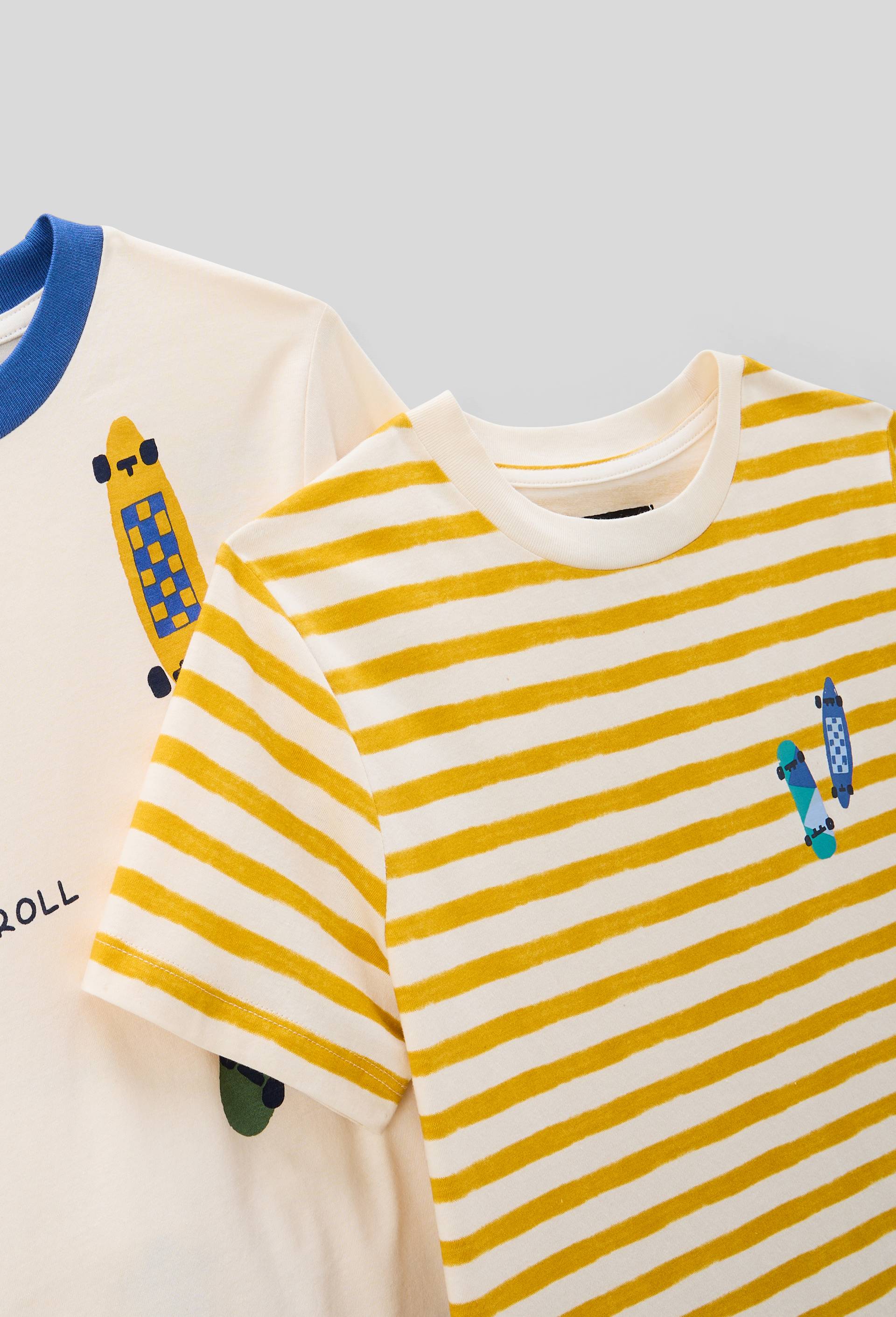 Lot de 2 pyjamas shorts imprim&eacute; en jersey coton BIO GOTS, Bleu, large image number 4