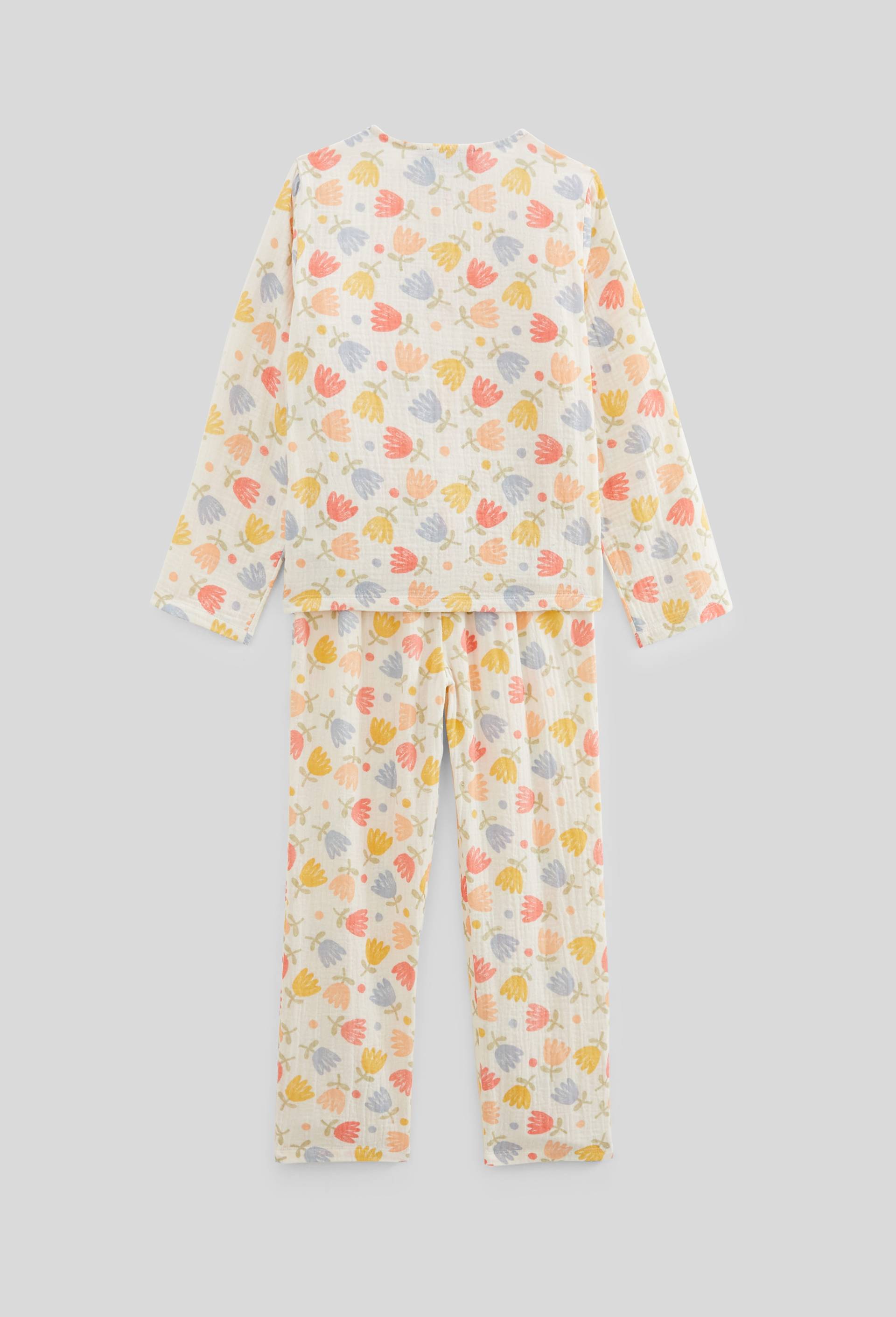 Pyjama manches longues imprimé en gaze de coton BIO GOTS, Beige clair, large image number 1